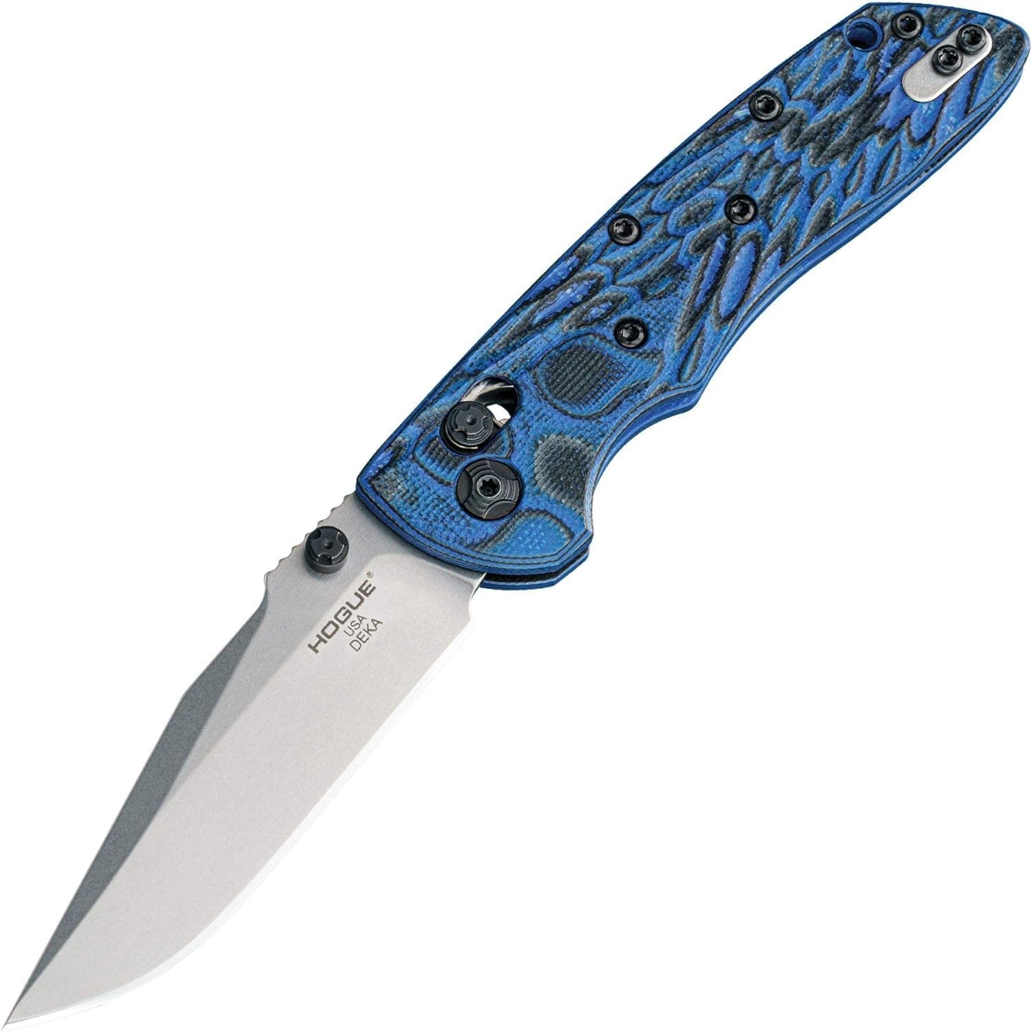 Deka ABLE Lock Folding Knife 3.25" CPM-20CV Stonewashed Clip Point Blade, Blue Lava G-Mascus G10 Handles, AXIS/Crossbar Lock - 24273 (REV 1)