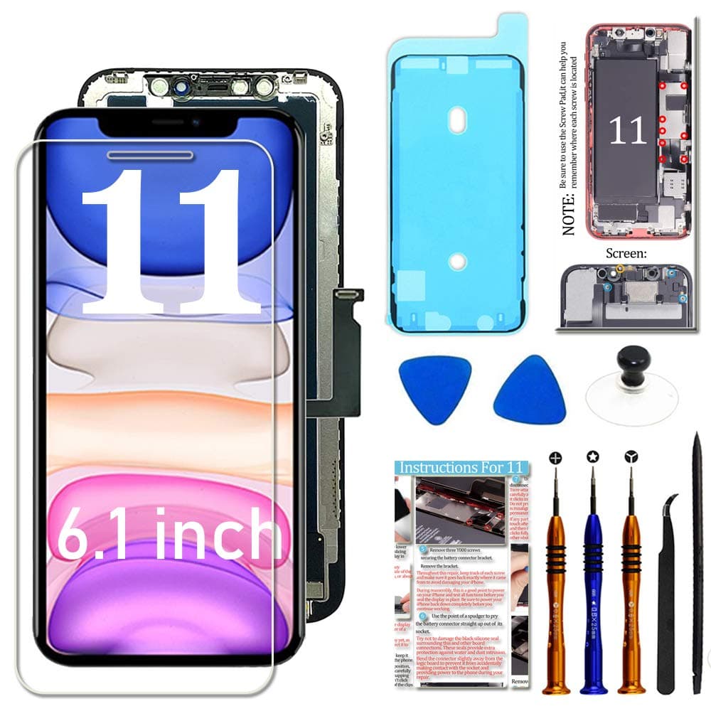 for iPhone 11 LCD Screen Replacement 6.1 inch, 3D Touch Display Digitizer Assembly with Repair Tools, Compatible with iPhone 11(A2111, A2223, A2221) (6.1 inch)