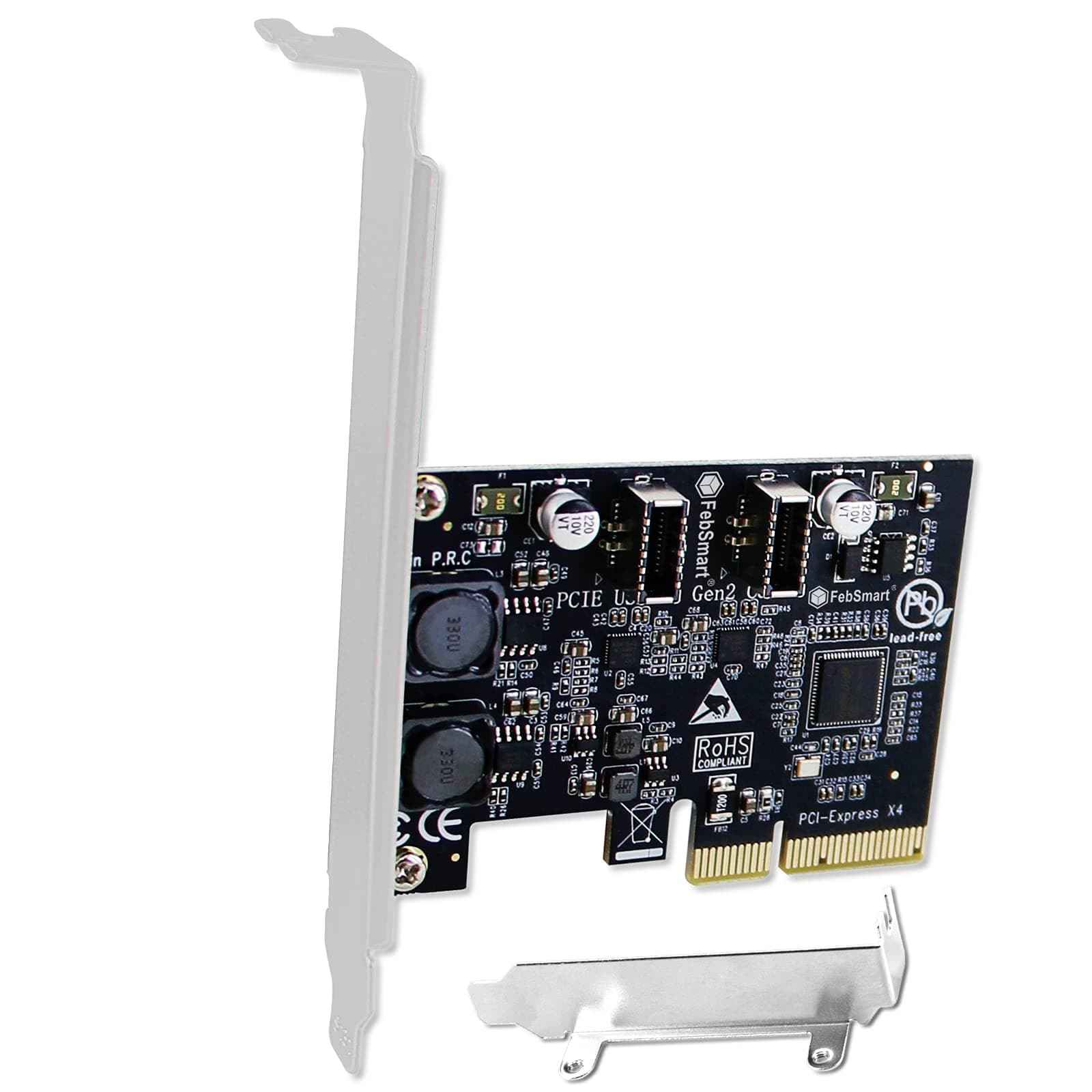 PCIE X4 to 2X 10Gbps Max Speed USB 3.1 GEN2 Type E Key A Ports Card, USB 3.1 GEN2 10Gbps Header for Desktop PCs Front Panel USB-C Ports, Built in Self-Powered Technology (FS-E2C-Pro)