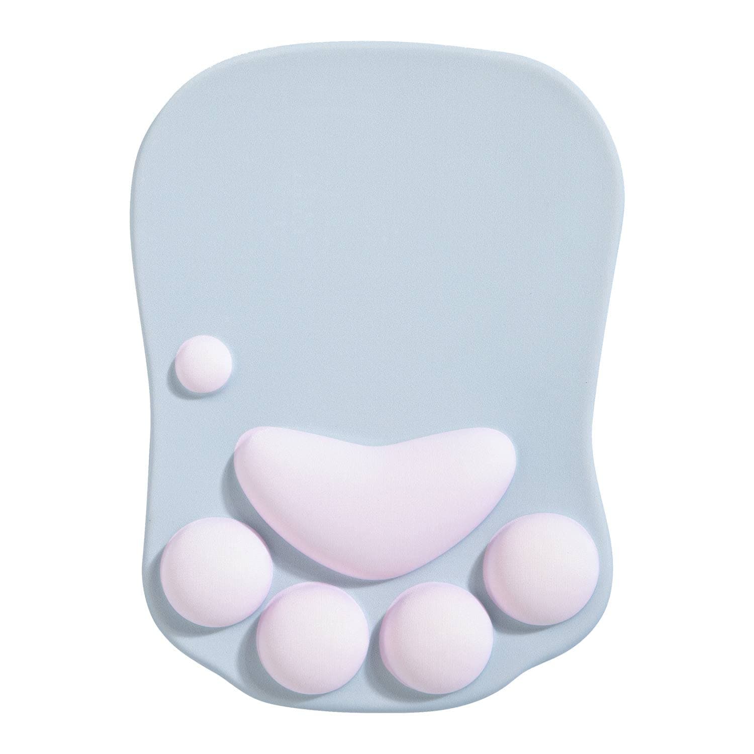 Mouse Mat with Wrist Support, Mouse Pad, Cat Paw Ergonomic Mouse Mat, 3D Silicone Gel Mouse Mat, Mouse Mat, Non-Slip Base, for Home/Office/Gaming, Grey & Pink