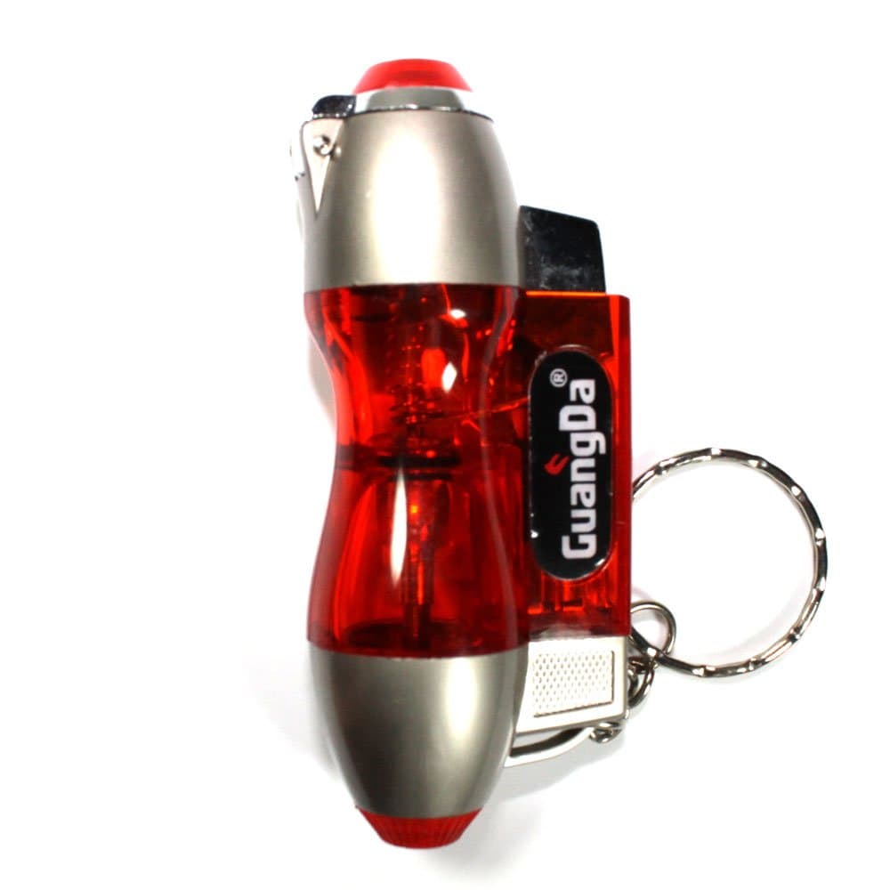 Red Hourglass Transparent Key Chain Single Flame Refillable Butane Torch Lighter 3 Inch