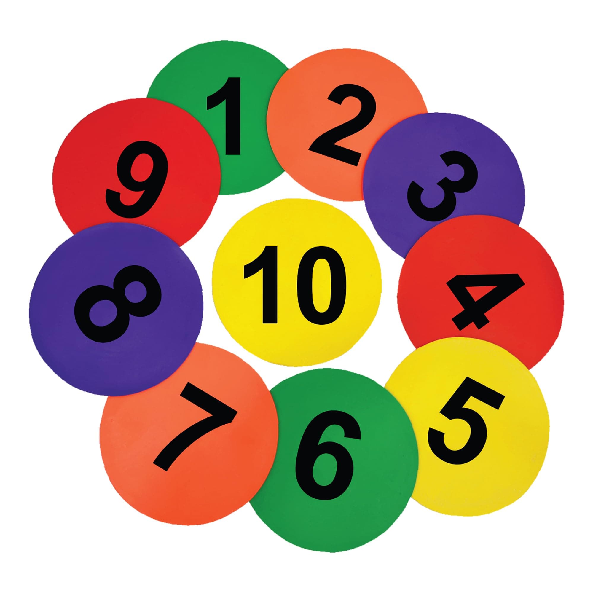 GISCO Sequence Spot Markers 9.5 Inch, Non Slip Rubber Agility Markers, Flat Markers for Sports Speed Agility Training and Drills, Kids Learning |1-10 Number Printed Circle Marker | Pack of 10