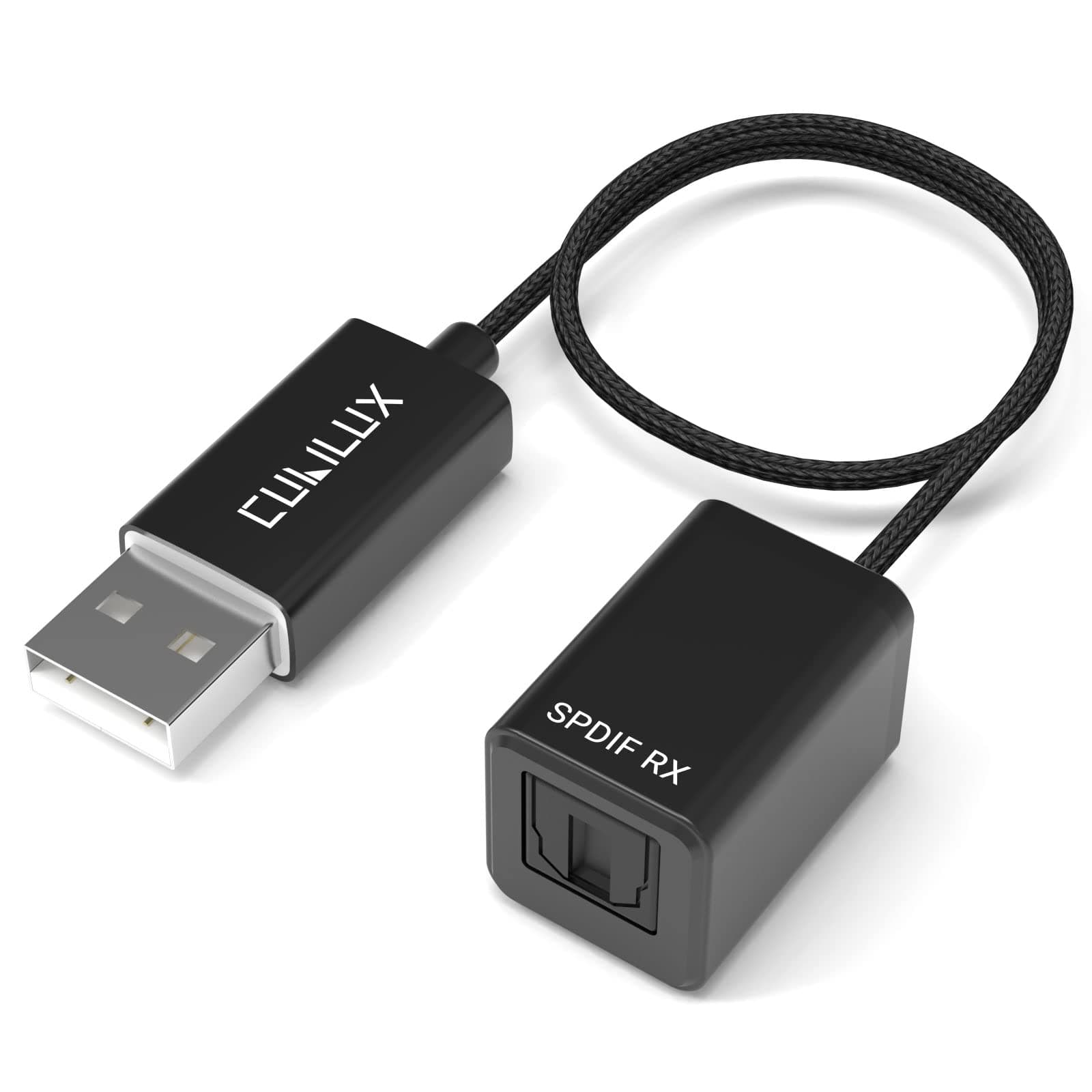 Cubilux SPDIF to USB A Input Adapter [Stereo Recording Only, Not for Audio Playback] USB Optical Line Indgle, Toslink to USB Receiver, USB A SDPIF RX Interface Compatible with Laptop Computer, Mac PC