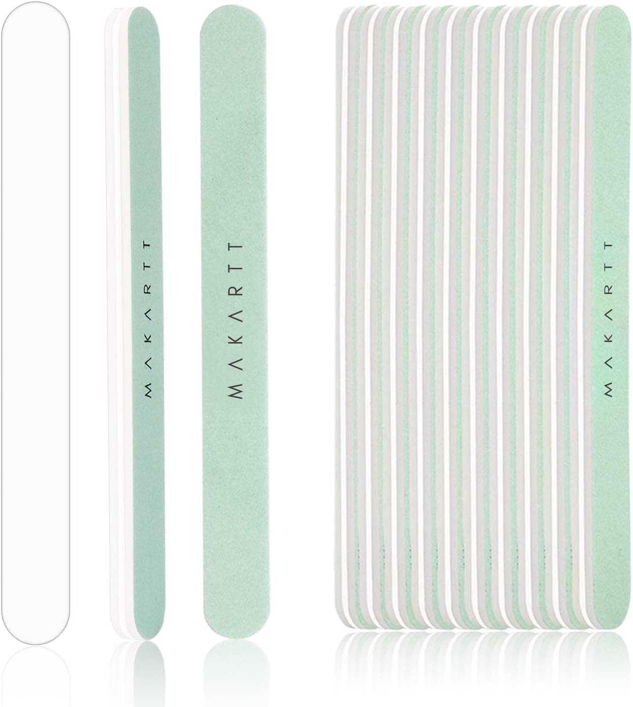 Makartt Nail Buffer: 400/6000 Grit Extra Fine Buffer Nail File, Nail Buffer and Shine Kit for Natural & Acrylic Fingernail, Easy to Hold, Green White, 10 Pcs