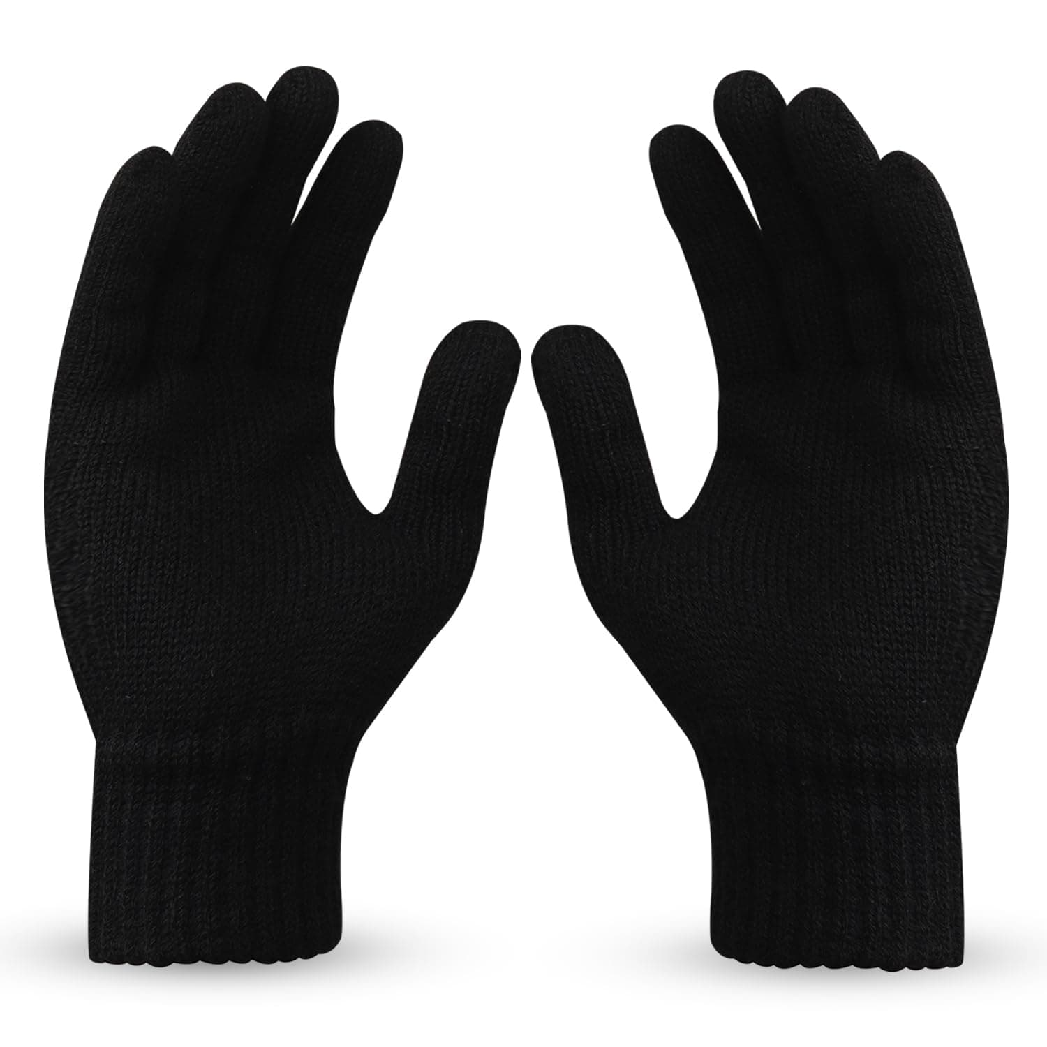 Boldfit Hand Gloves for Men & Women Winter Glove for Men Woolen Knitted for Women and mens Thermal Wear Unisex Winter Warm Gloves for Womens Winters Wear Unisex Hands Glove for Driving - Black 1Pair