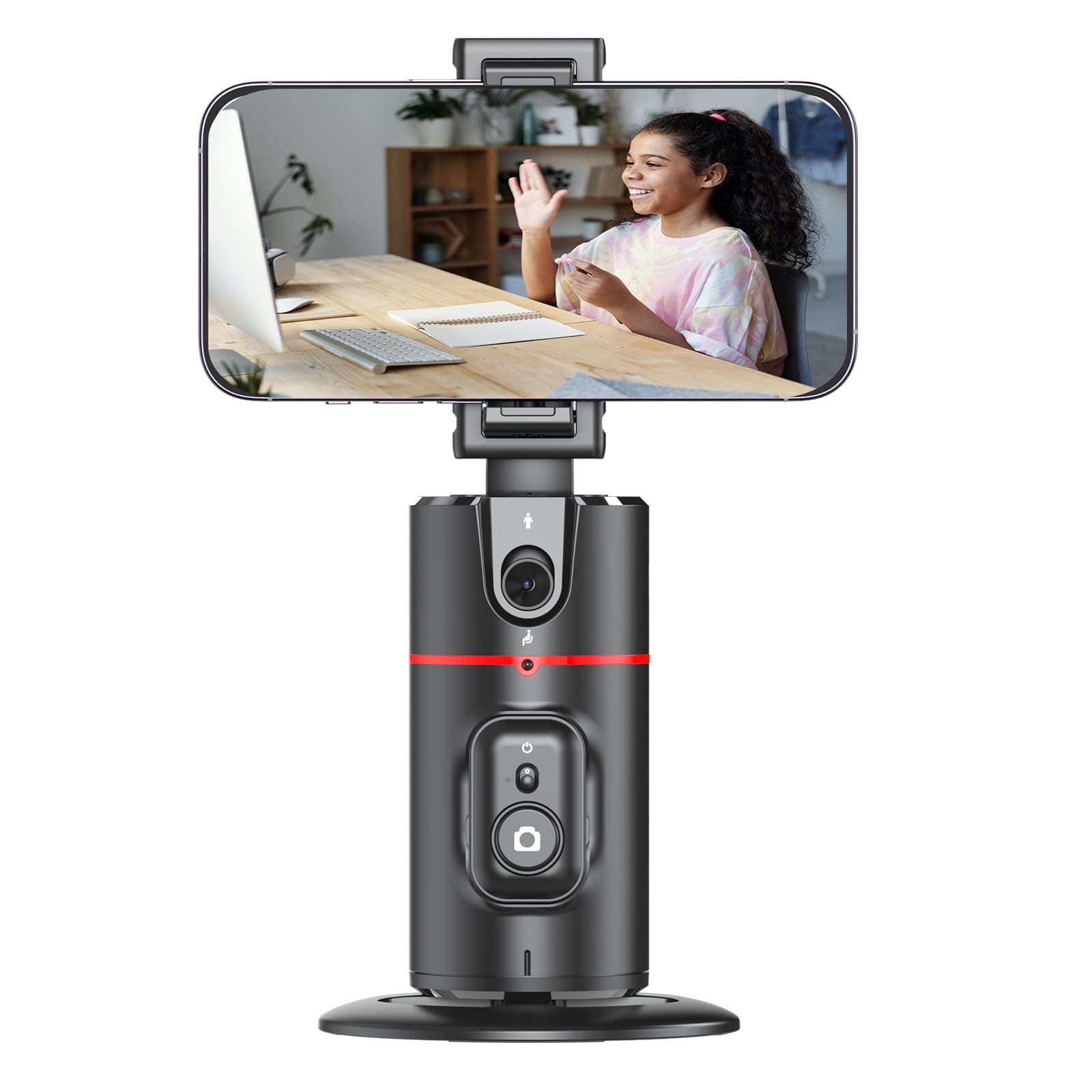 FUNTELL Foldable Auto Face Tracking Phone Holder with Remote Control, 360° Rotation Face Tracking Tripod, No App Required, Gesture Control, Phone Tracking Tripod for Live Vlog, Tiktok, Video Call