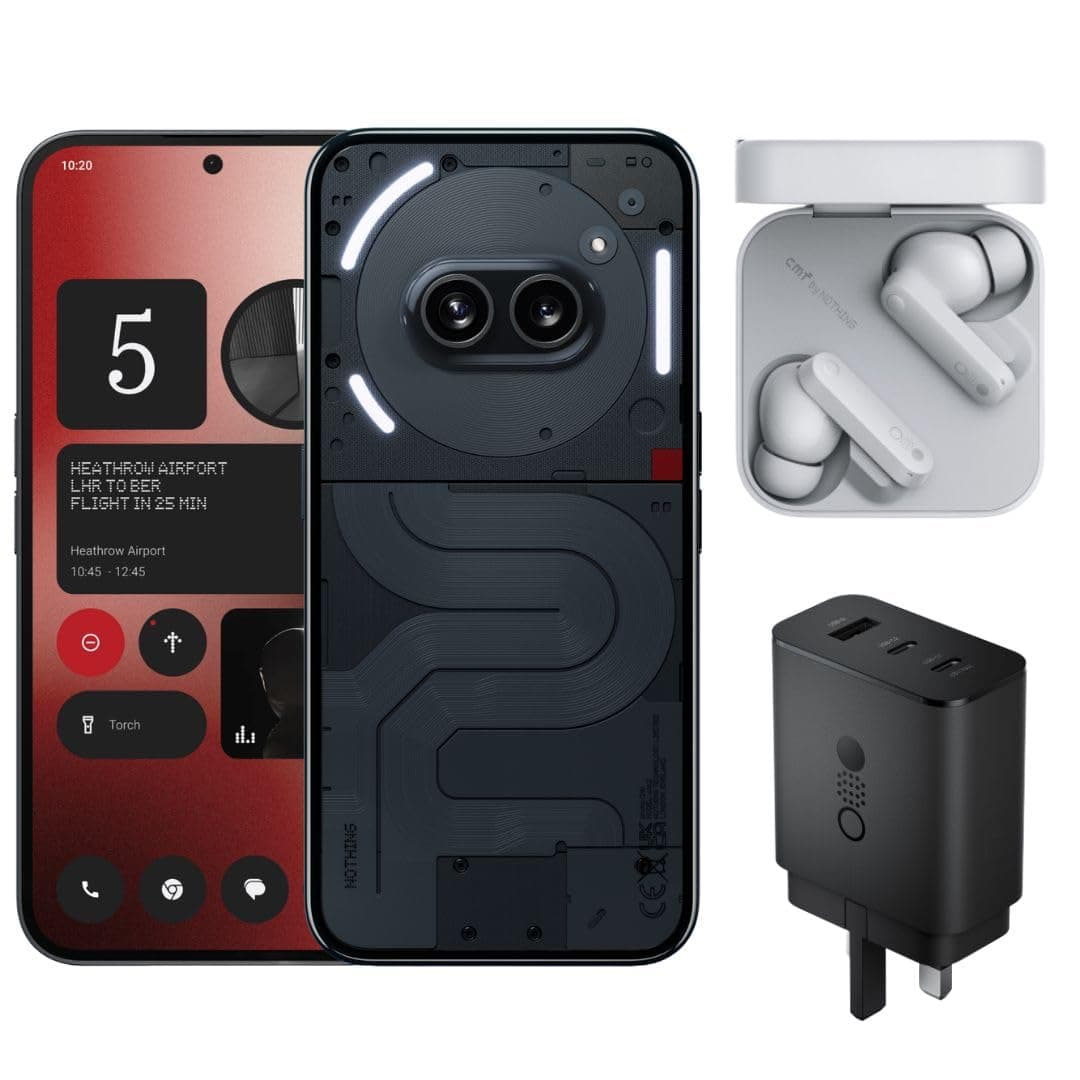 Phone (2a) 12/256 - Android 14 smartphone, 50MP Dual Camera, 5000 mAh Long battery Life, 6.7” Flexible AMOLED Screen, Mediatek Dimensity 7200Pro, Black, with CMF Buds And CMF 65W GaN Charger