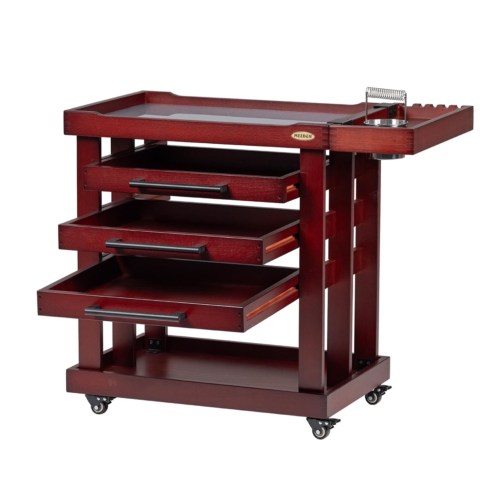 MEEDEN Art Supply Storage Cart, 5 Tier Solid Beech Wood Utility Rolling Cart with 3 Drawers, Craft Orgnizer on 4 Wheels