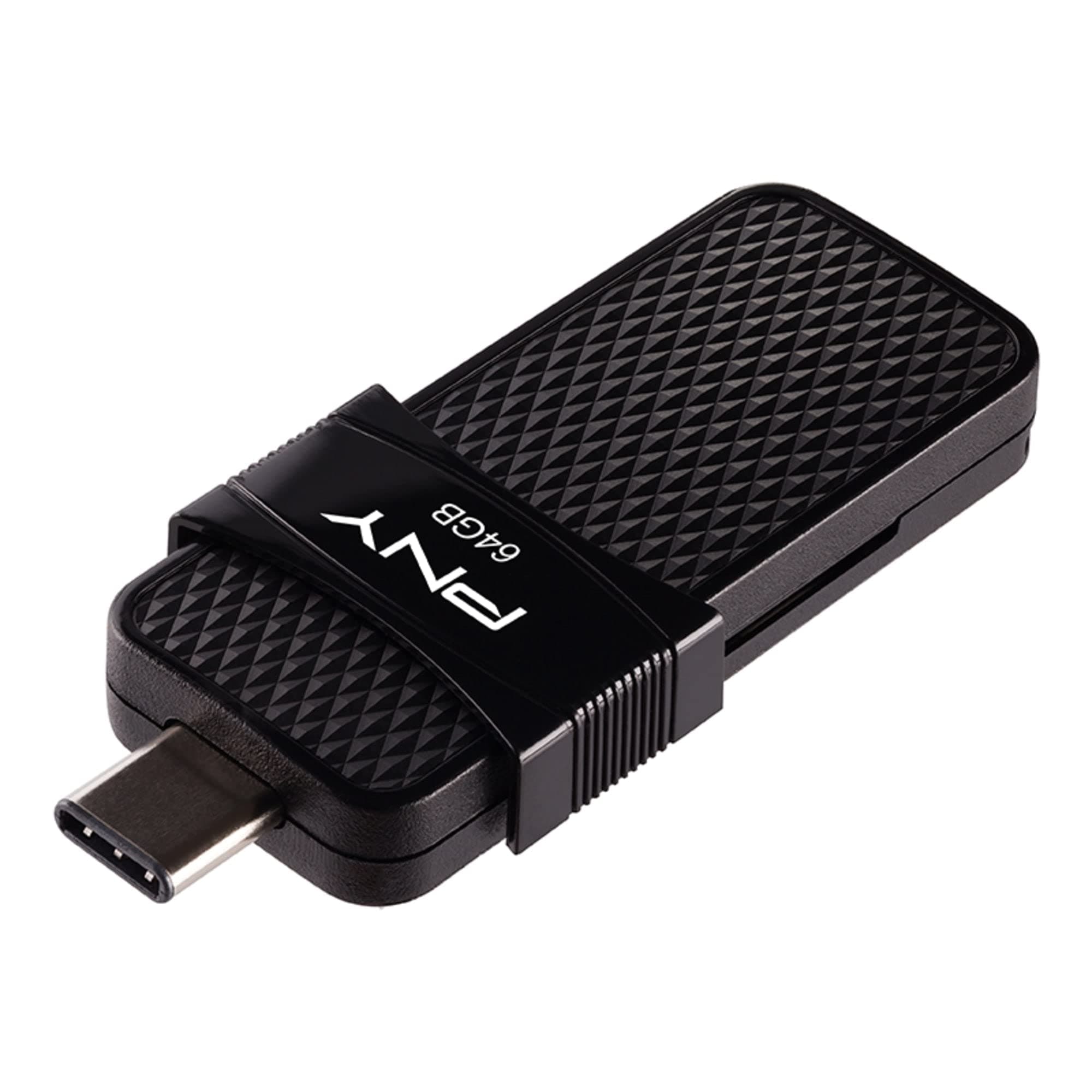 PNY 64GB Duo Link USB 3.1 Type-C OTG Flash Drive for Android Devices and Computers - External Mobile Storage for Photos, Videos, and More