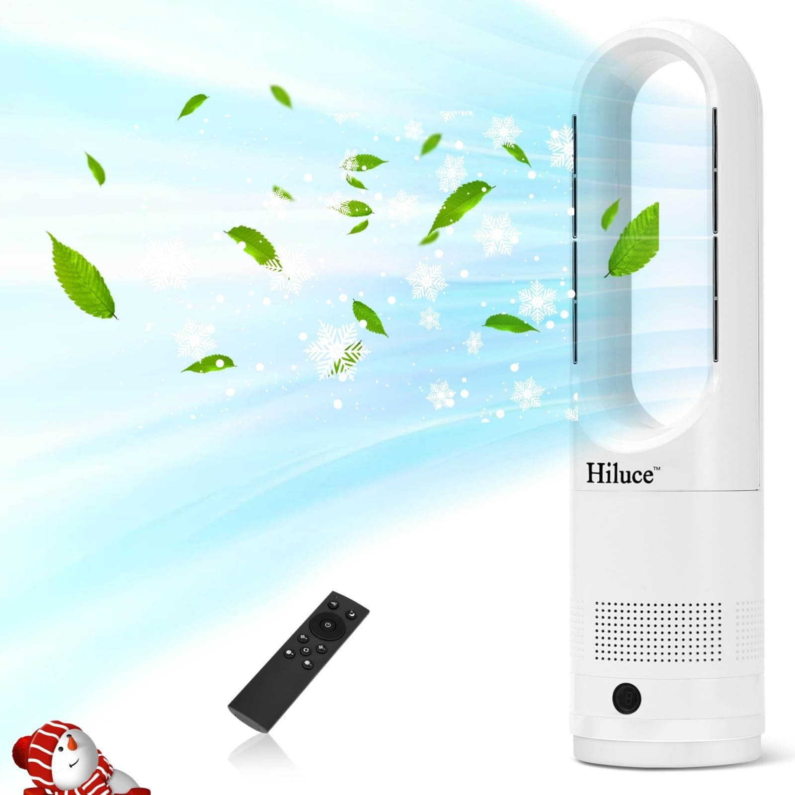 Hiluce Bladeless Fan for Bedroom,Tower Cooling Fan,20dB Quiet,Standing Fans with Remote,Touch, LED Display Installation Free 80°Oscillating 8 Speeds 9H Timer 22" for Home, Office