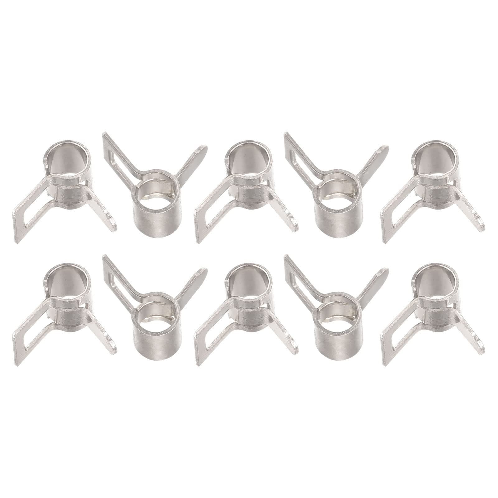sourcing map 10pcs 4mm Spring Band Type Action Fuel/Silicone Vacuum Hose Pipe Clamp Low Pressure Air Clip Clamp, Nickel Plated