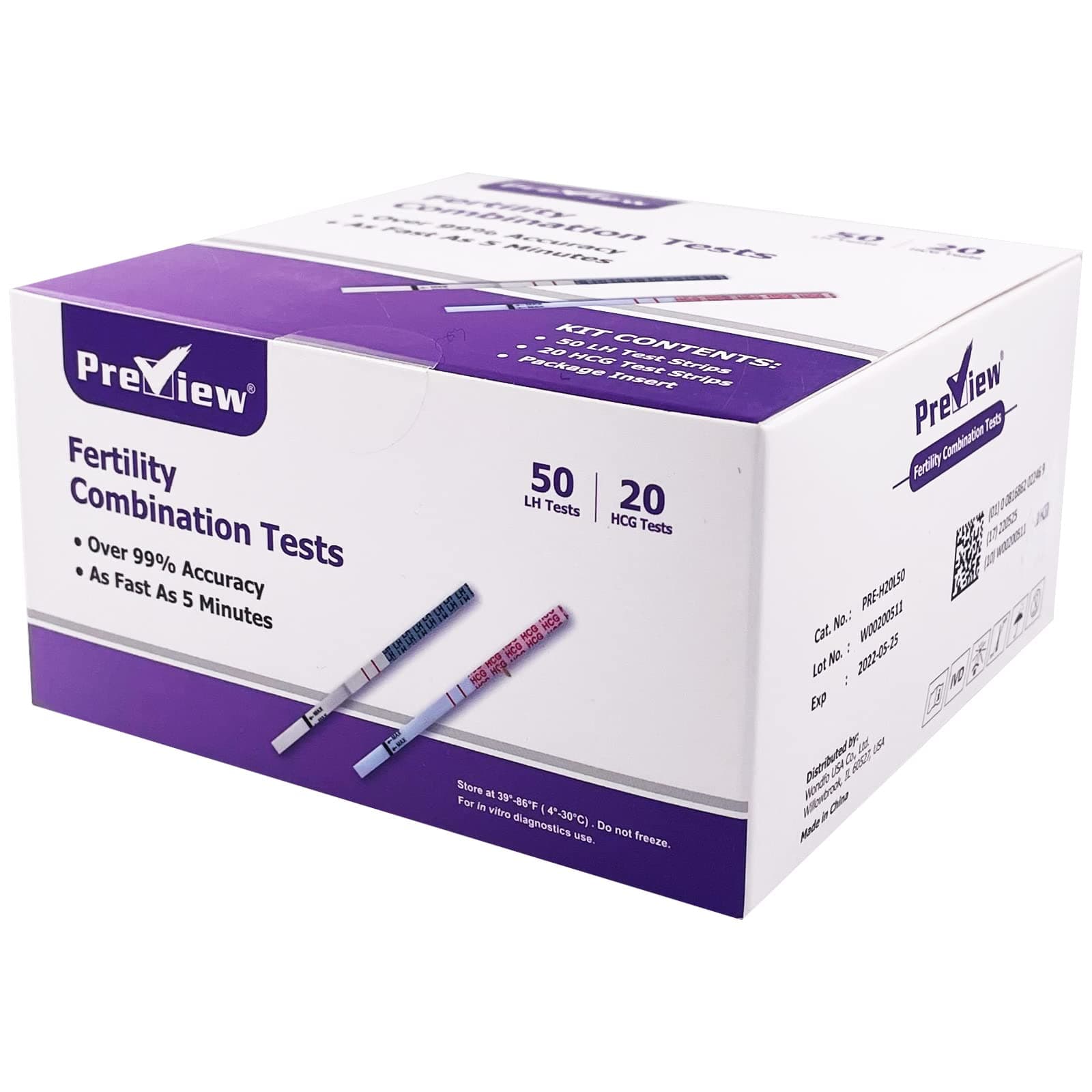 Preview 50 Ovulation Test Strips and 20 Pregnancy Test Strips - for Home Self-Checking Urine Test - 70 Count-EXP:5/25/2022