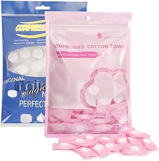 Classycoo Compressed Towel - 200 PCS Mini Tablets Disposable Portable Face Towel Coin Tissue for Travel, Camping, Hiking, Sport,Beauty Wipes, Outdoor Activities Pink+Blue