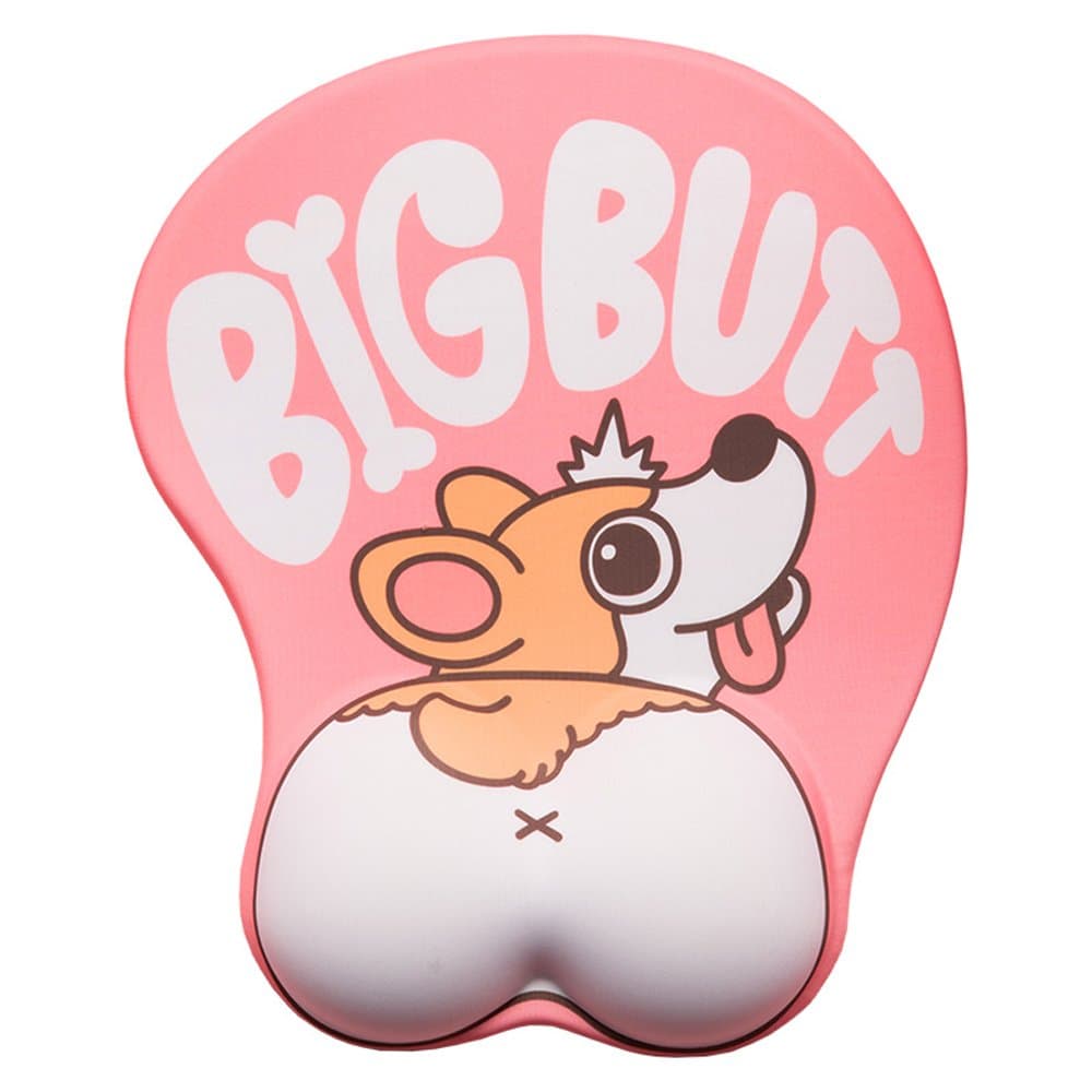 3D Mouse Pad Anime Dog Mouse Mat Soft Silicon for Wrist Rest Mat Non Slip Corgi Mousepad (Pink)