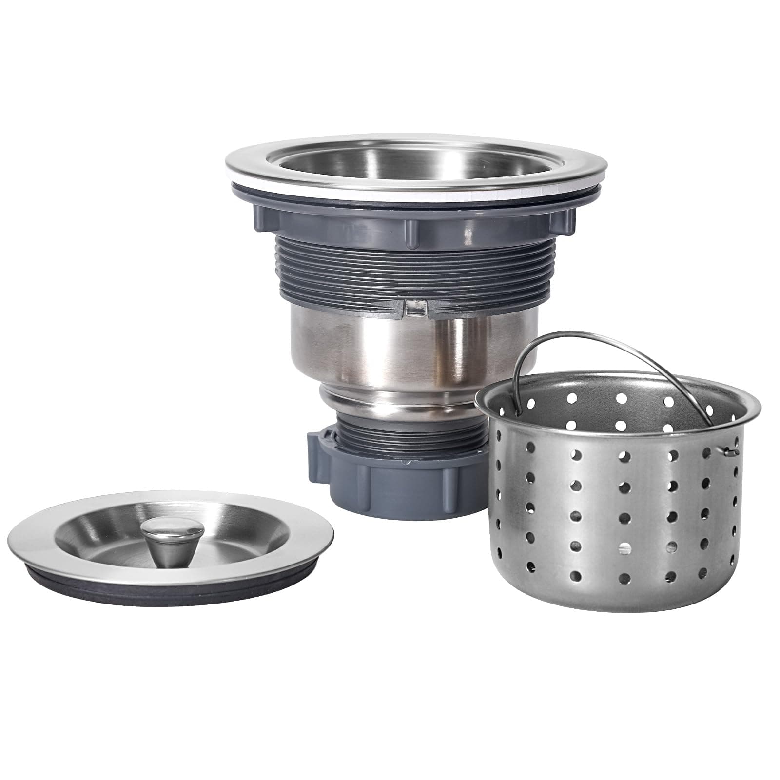 KONE 3-1/2-inch Kitchen Sink Strainer with Removable Deep Waste Basket/Strainer Assembly/Sealing Lid, Stainless Steel
