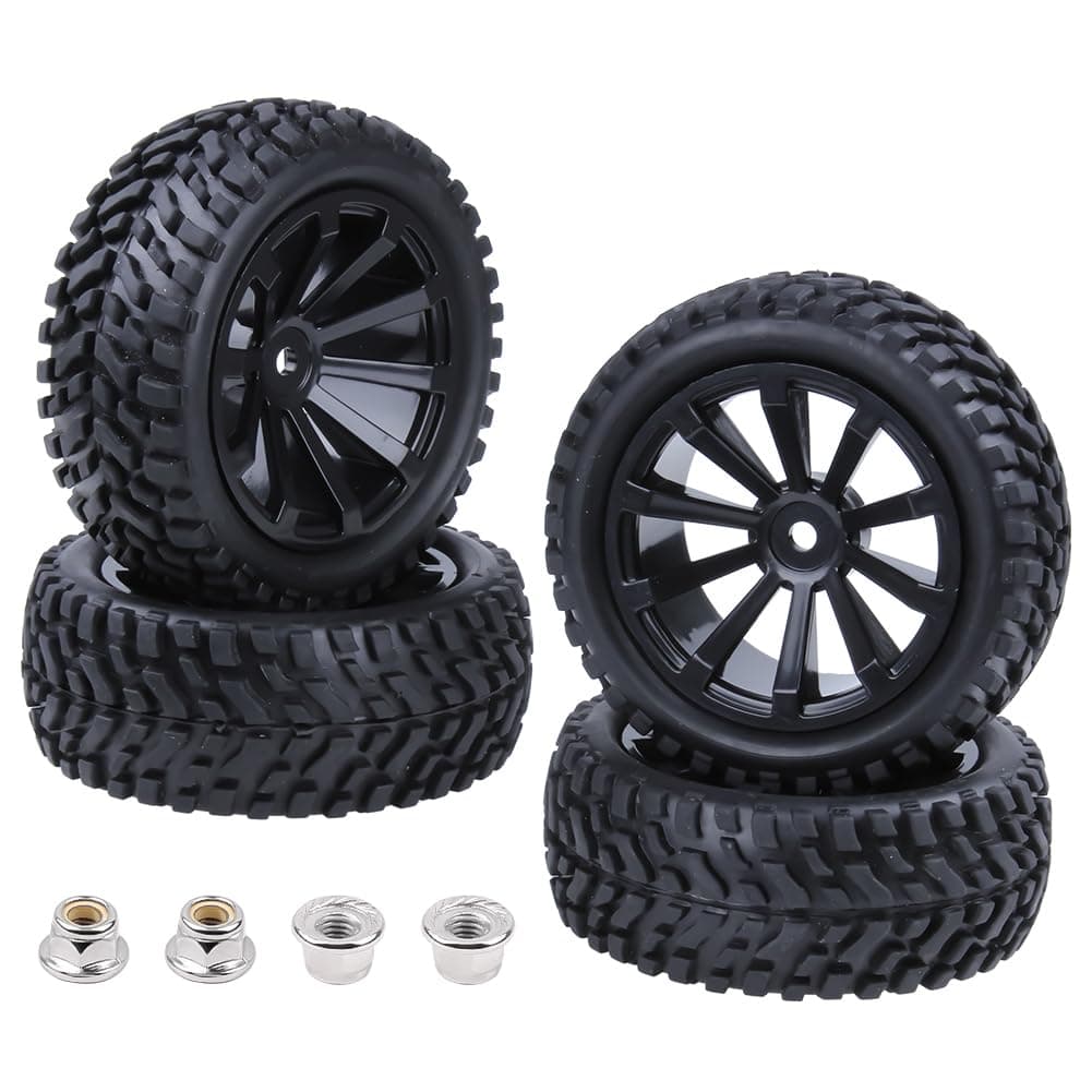 HobbyPark Outer Diameter 2.99 inch / 76mm Rubber RC Car Tires & Wheel Rims Foam Inserts 12mm Hex Hub (4-Pack)