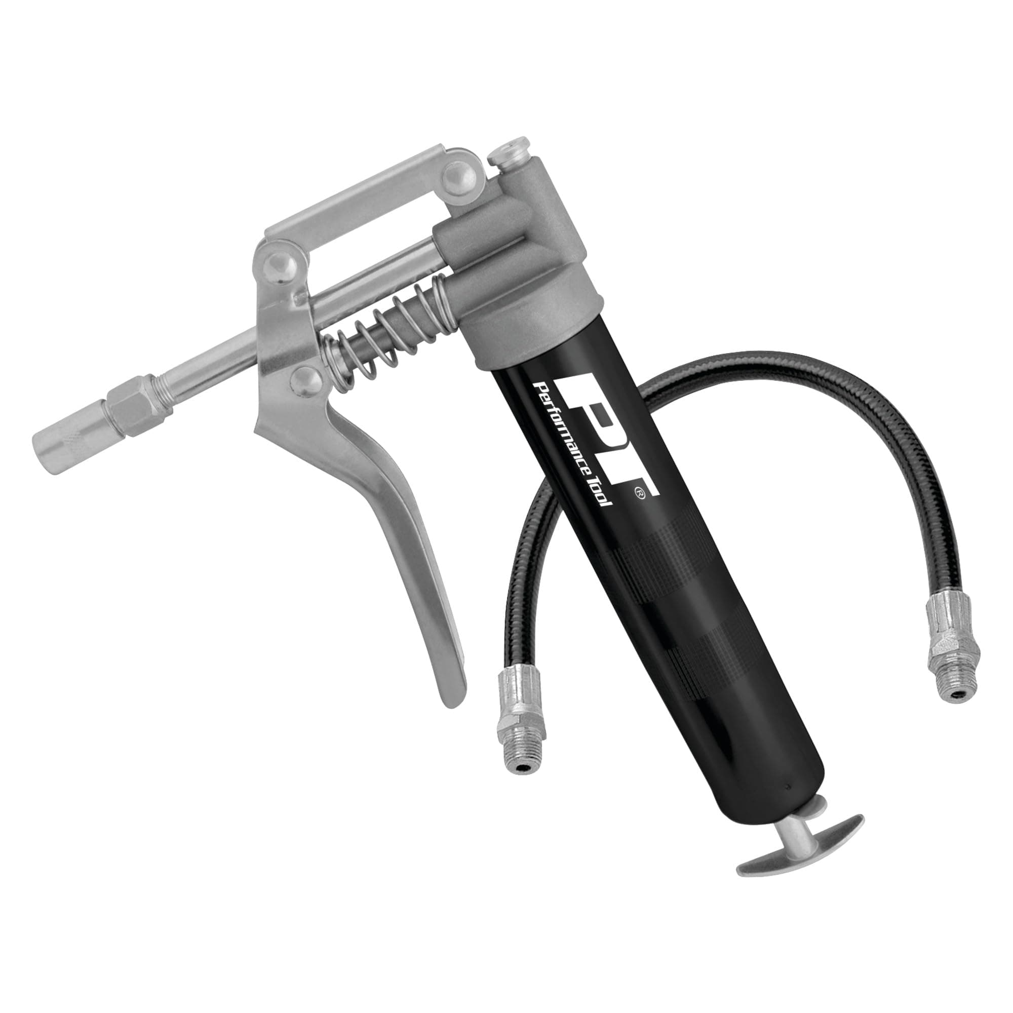 W54198 Mini Grease Gun (3 oz) With 12 inch Flexible Hose and 5.5 inch Rigid Extension Pipe.