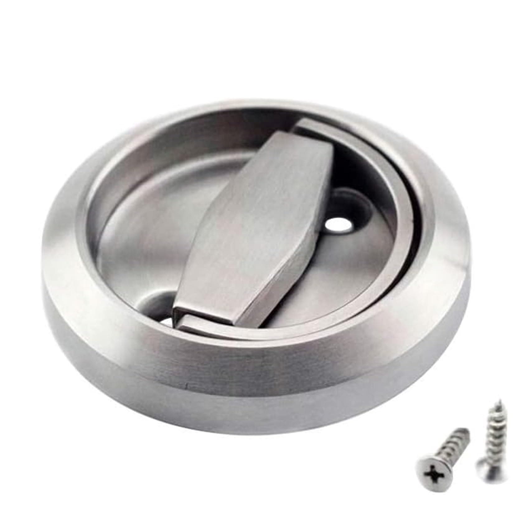 Haidong Drawer Cabinet Wardrobe Round Recessed Pull Handle Knob Fireproof Door Pull Handle Embeded Hidden Concealed Wide Brushed Stainless Steel Handle(A)