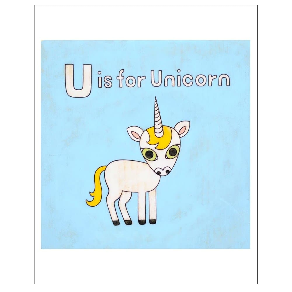 Wall Decor Art Print, Alphabets, U is for Unicorn