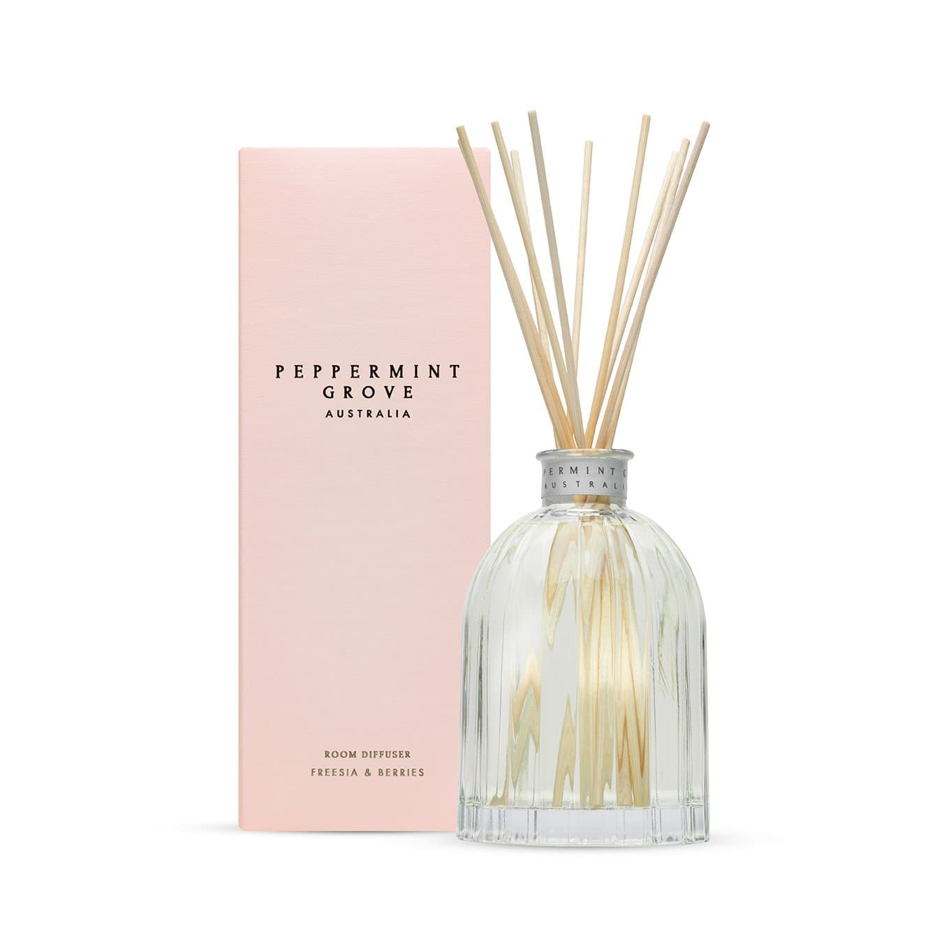 Peppermint Grove Medium Diffuser 200ml in Ornamental Custom Glass Jar (Freesia & Berries)