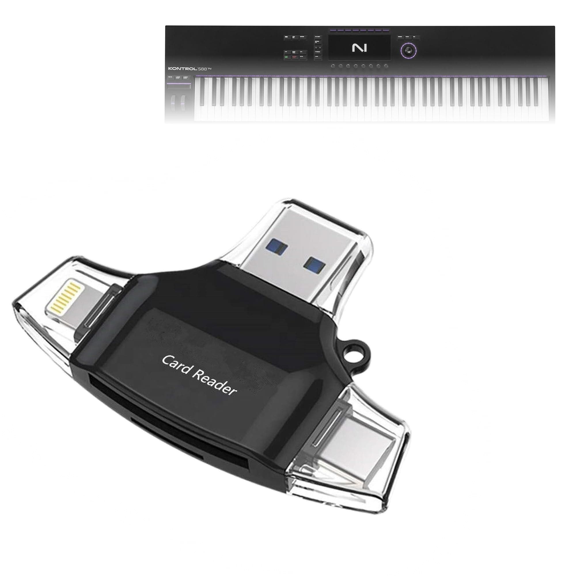 BoxWave Smart Gadget Compatible with Native Instruments Kontrol S88 MK3 - AllReader SD Card Reader, microSD Card Reader SD Compact USB - Jet Black