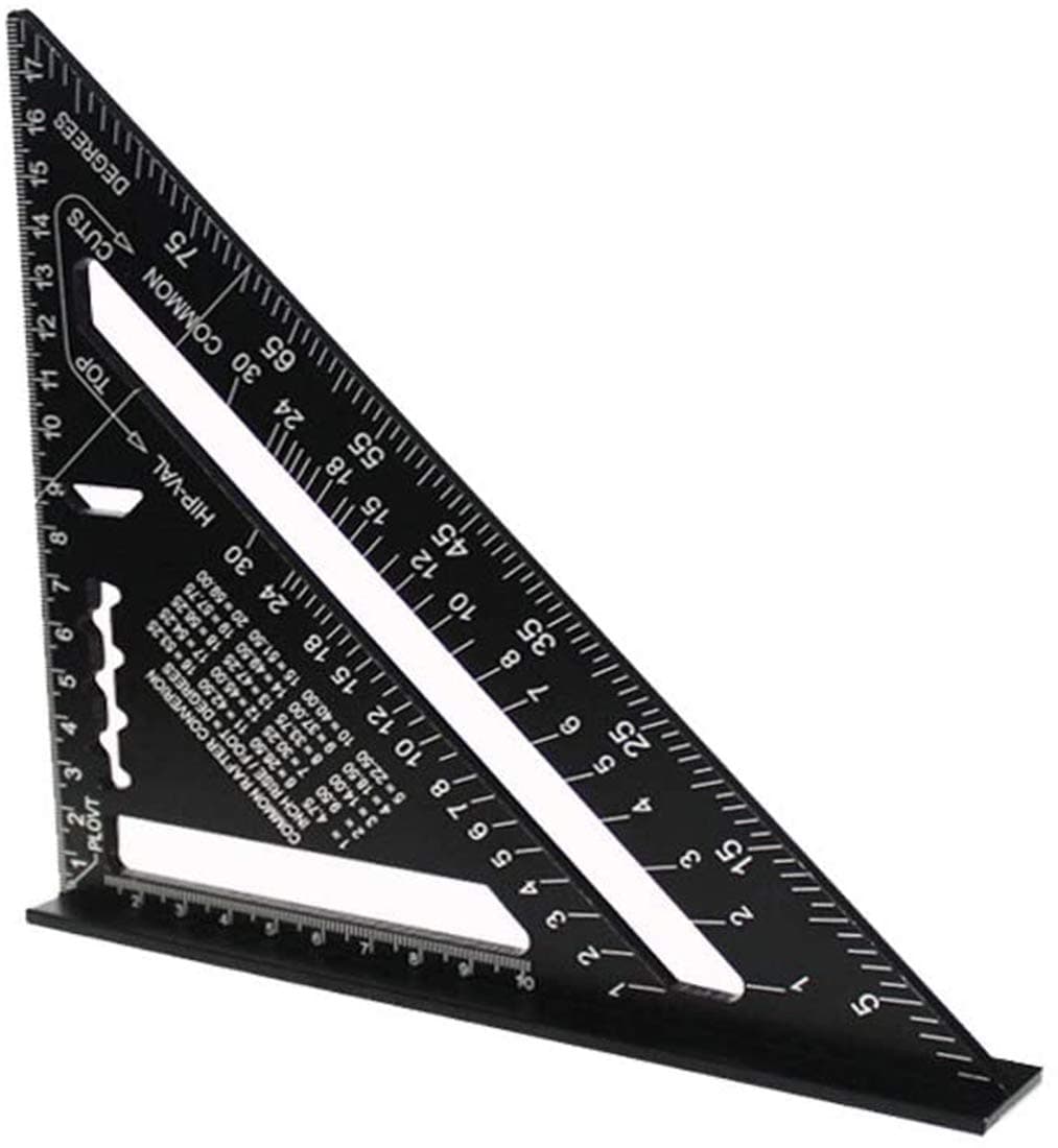 7 Inch Aluminum Alloy Triangle Ruler Square Protractor High Precision Measuring Tool for Engineer Carpenter (Metric)