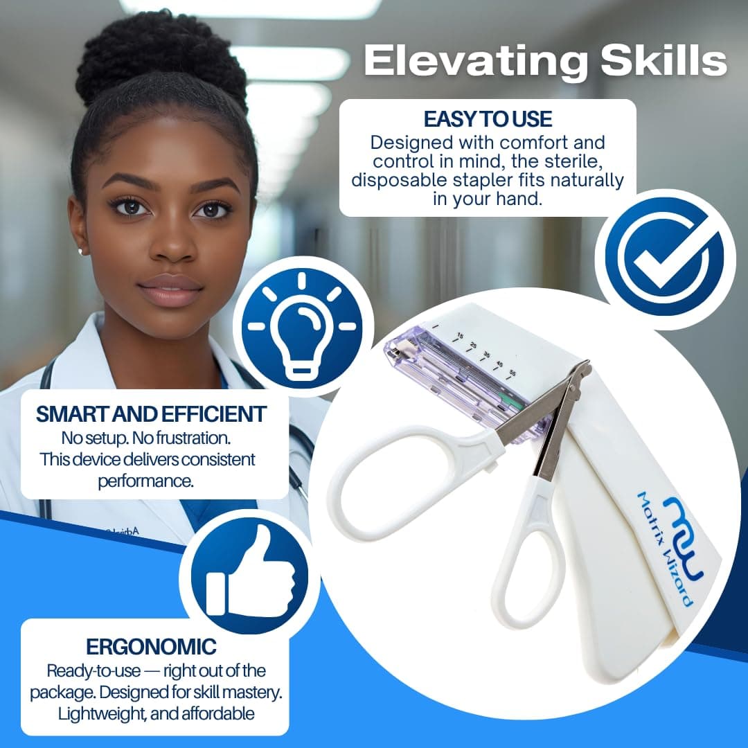 Disposable Skin Stapler (Suture Thread Alternative) with 55 Preloaded Wires Plus Stapler Remover Tool for Outdoor Camping Emergency Survival Demo First Aid Field Emergency Practice Vet Use