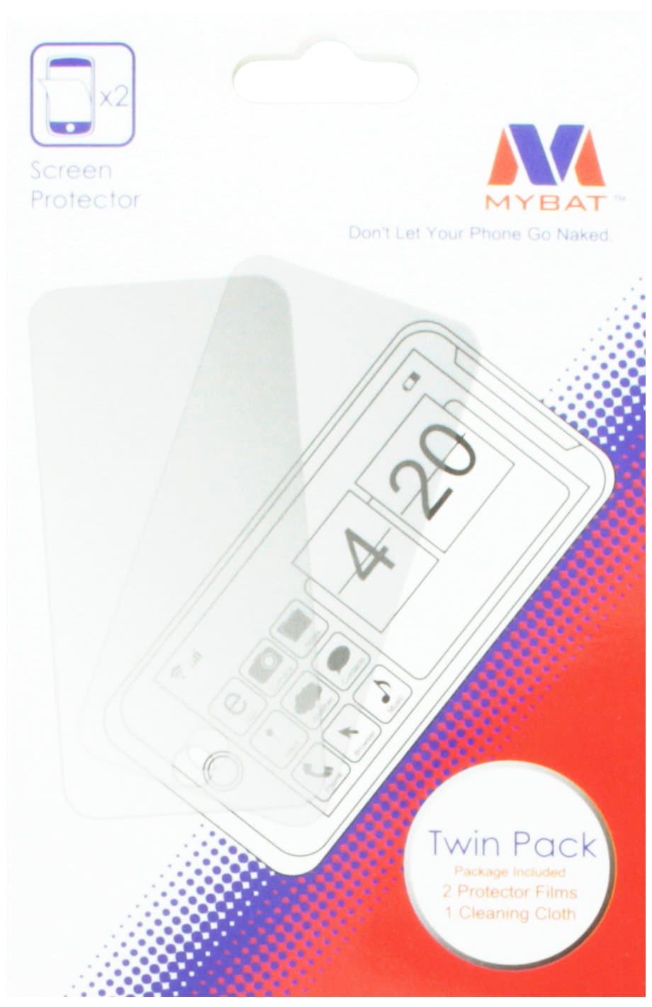 MYBATALCATEL 5020T One Touch Evolve Screen Protector Twin Pack - Retail Packaging - Clear