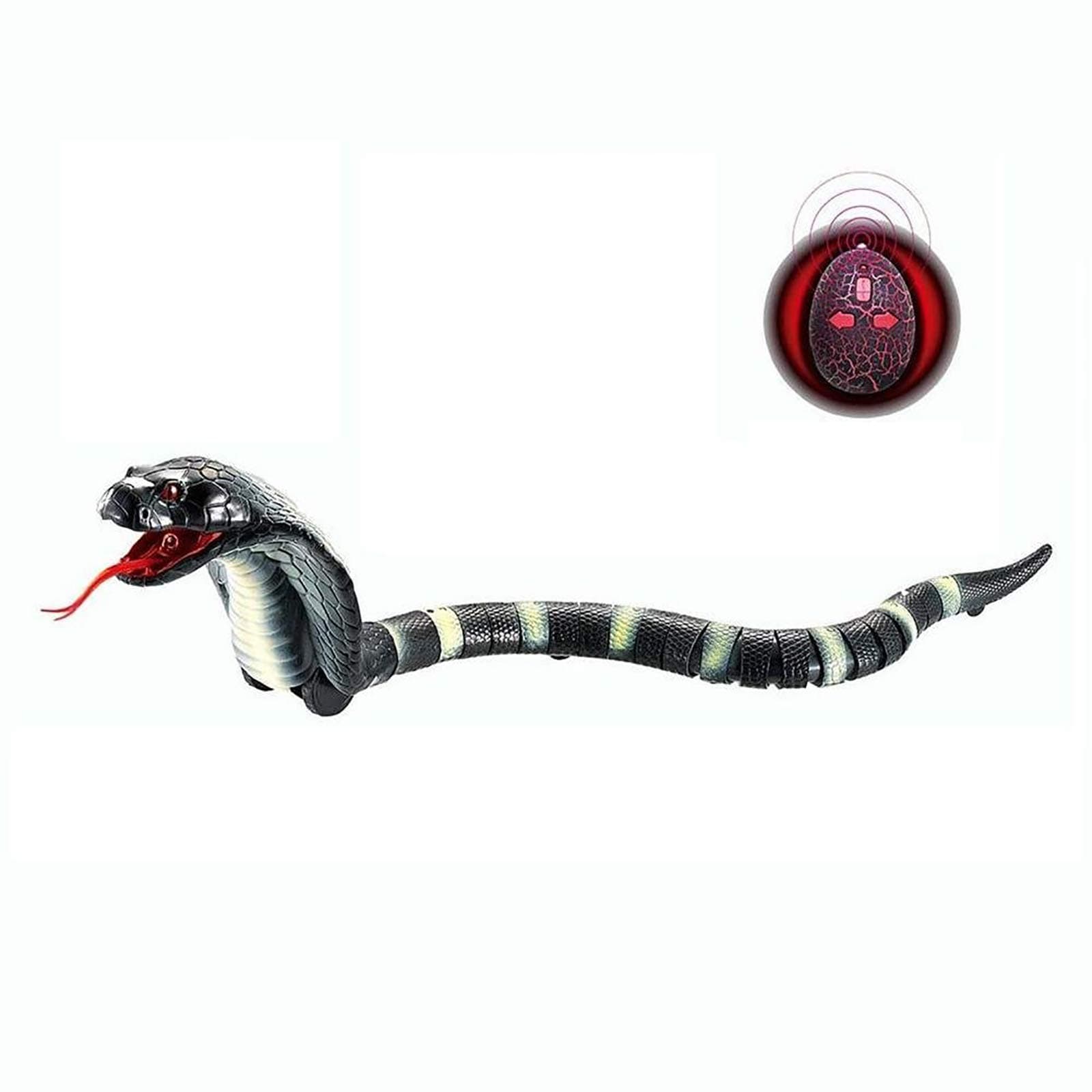 Realistic RC Snake, 17" Upgraded Long Rechargeable Remote Control RC Snake Cobra Toy for Kids Birthday Party Gift Play (Black)