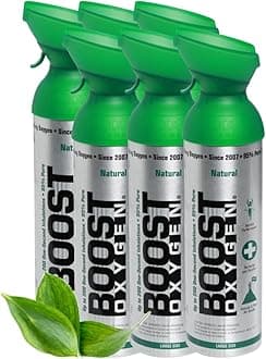Boost OxygenPortable Oxygen Cylinder with 95% Oxygen - 54L, 6x9L Oxygen Canister with Oxygen Mask for More Than 900 Inhalations - Portable Oxygen Can, Oxygen for Home use (Natural Flavour)