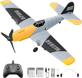 3 Channel RC Plane BF-109, Remote Control Airplane Ready to Fly, 2.4GHz 6-axis Gyro Stabilizer, Easy to Fly for Kids & Beginners