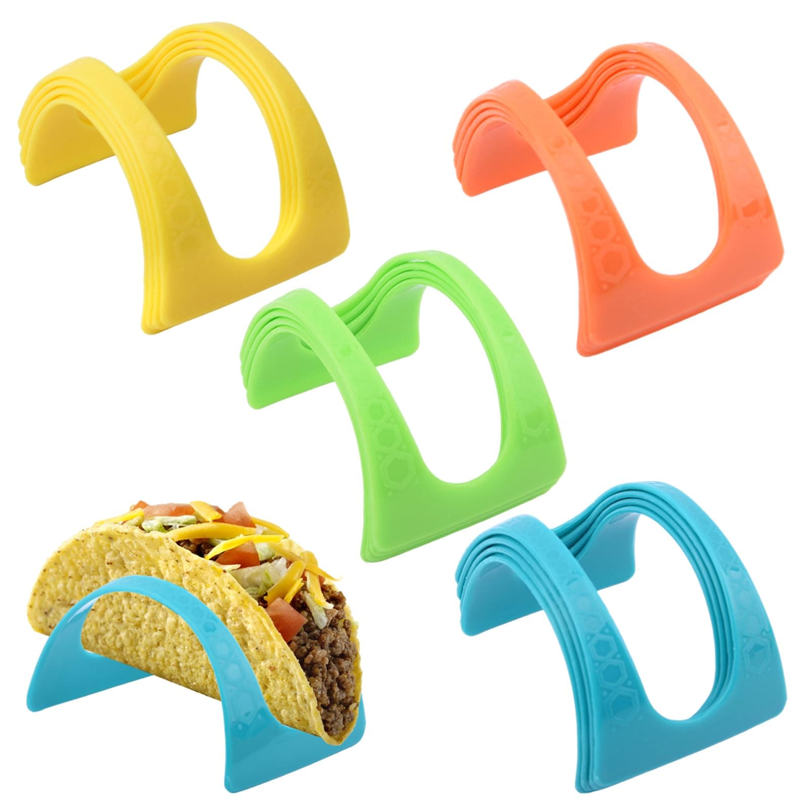 36 Pack Taco Holder Stands, Colorful Flat Bottom Taco Shells Tray Plate Racks Party Supplies for Tortillas Burritos Hot Dog(36Pack)