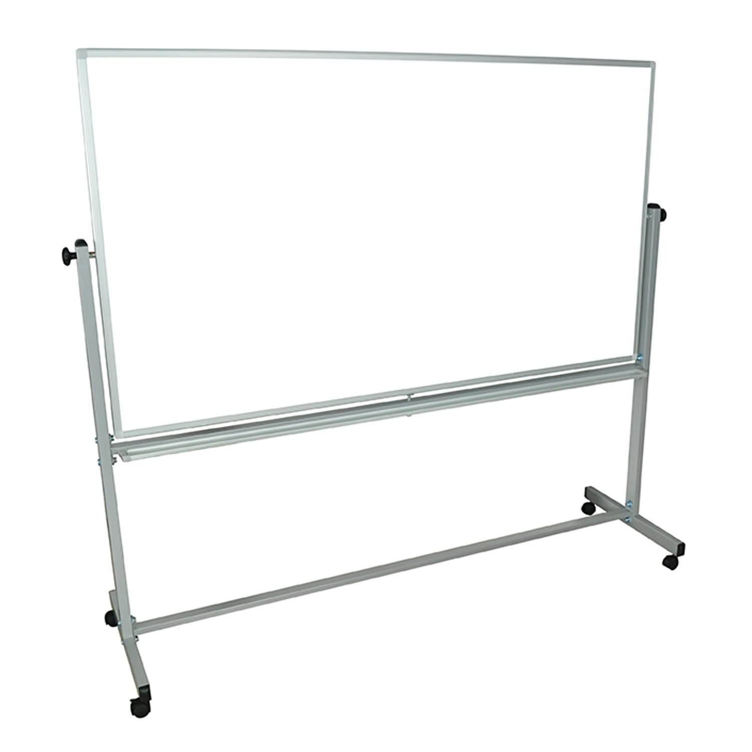 72" W x 40" H Rolling Reversible Dry Erase Double-Sided Magnetic Whiteboard with Aluminum Frame and Marker Tray - Perfect for School, Classroom, Conference and Presentation