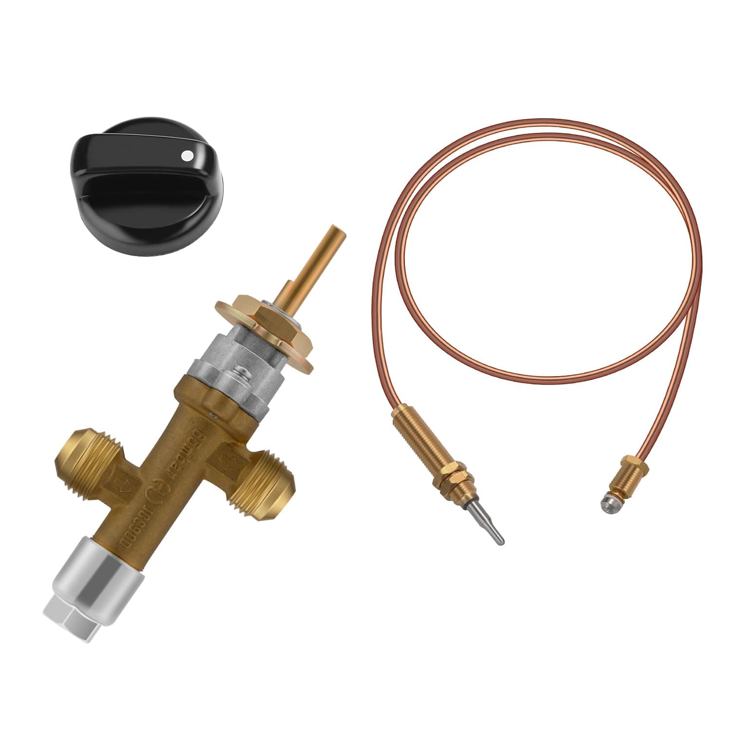 WADEO Low Pressure LPG Propane Gas Fireplace Fire Pit Flame Failure Safety Control Valve Kit (Low Pressure Propane Valve with 3/8" Flare Inlet & Outlet), Suitable for Gas Grill, Heater, Fire Pit