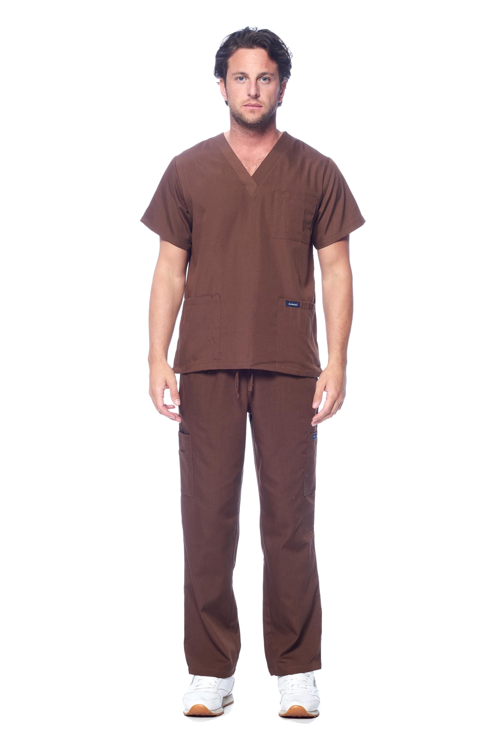 Dagacci Scrubs for Men Set - V-Neck Scrub Top and Cargo Pants - 8 Pockets Men Scrubs Set