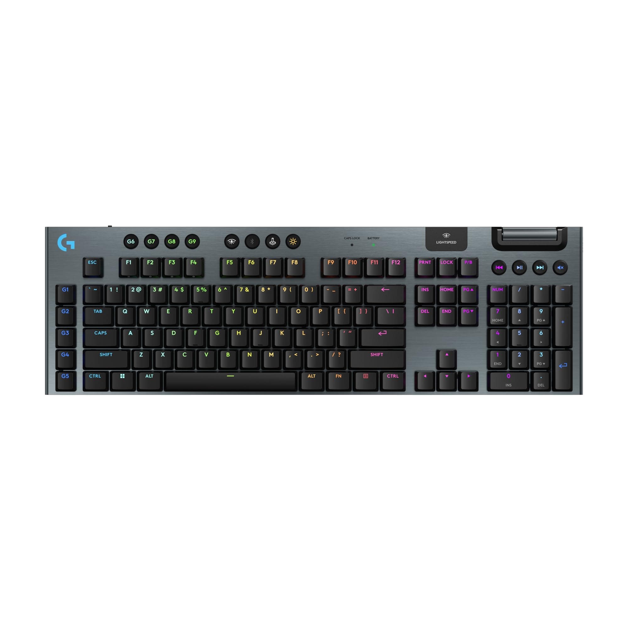 Logitech G915 X Lightspeed Low-Profile Wireless Gaming Keyboard, Double-Shot PBT Keycaps, Fully Programmable Keys, RGB Backlighting, Sleek Aluminum Finishing, GL Brown Tactile Switches-PC/Mac - Black