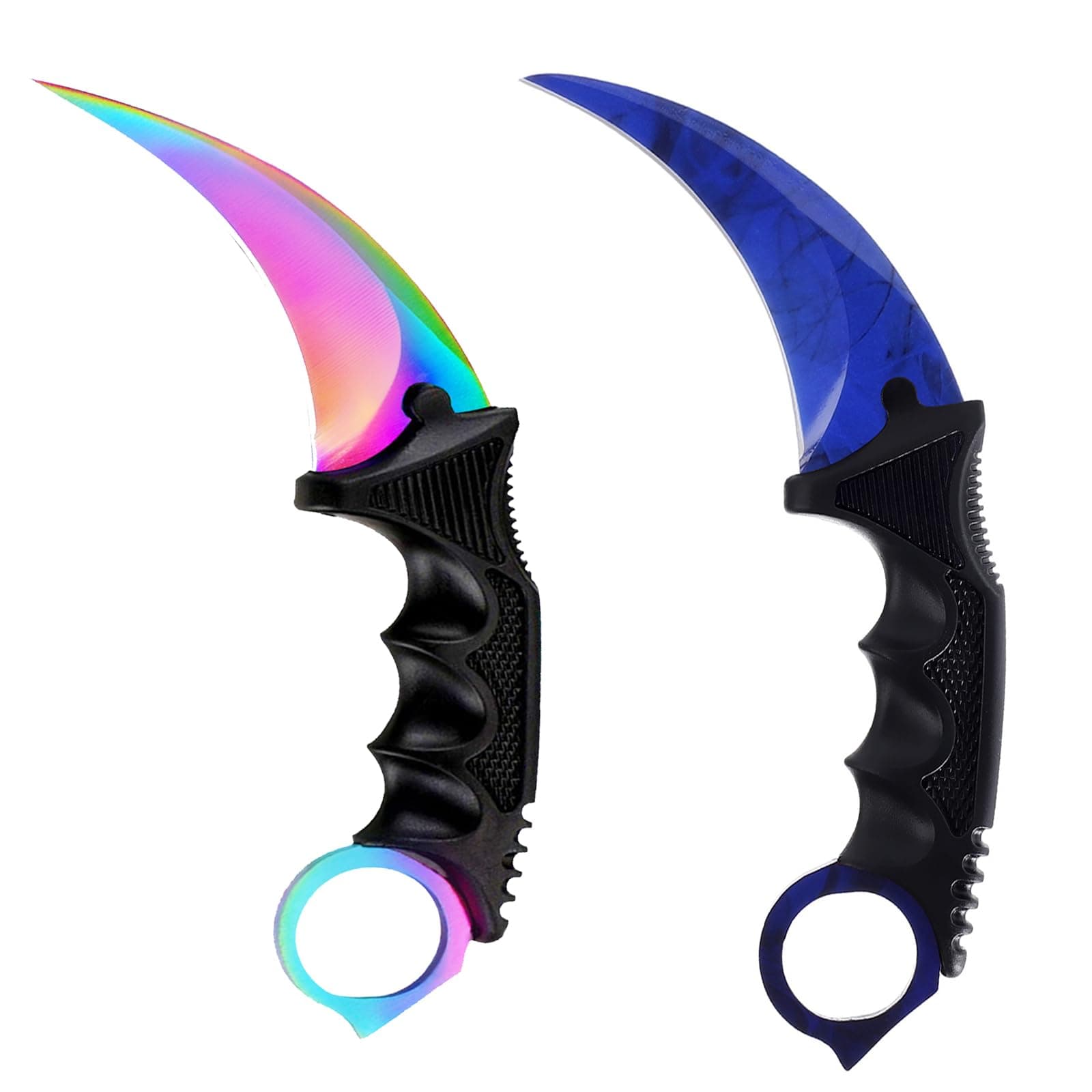 2 Pieces Karambit Knife Fixed Blade Tactical Camping Tool,Outdoor Hunting Knife with Sheath and Cord, Suitable for Hiking, Adventure, Survival and Collection (Blue Color)