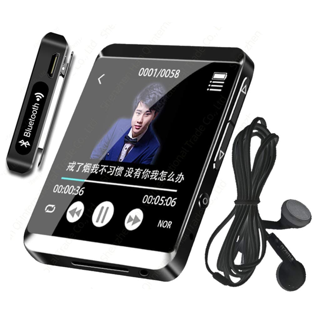 MP3 Player with Bluetooth,80GB Clip MP3 Player with FM Radio Wired Earbuds,Music Player with Touch Full Screen, Voice Recorder (Dark Gray)