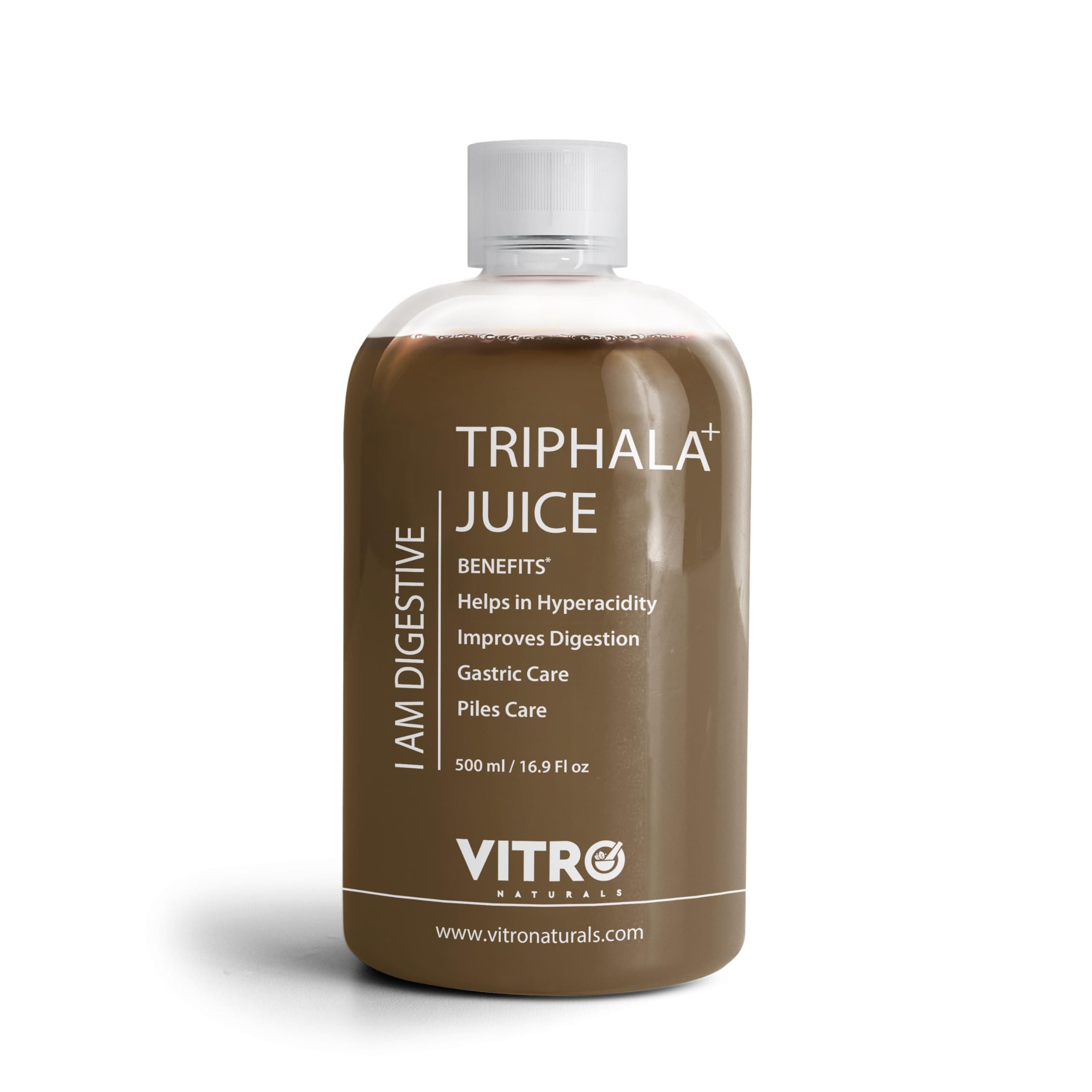 Vitro Triphala+ Juice 500ml | Enhanced Triphala for Constipation Relief & Digestion | Gut health cleanser juice | with 8 Herbal Juices Amla, Baheda, Harad, Senna & 5 More Herbs