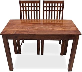 Jangid Handicraft Solid Sheesham Wood Study Table for Adults | Computer Desk with Set of 2 Chairs | Honey Oak Finish | 115 cm x 50 cm x 76.2 cm