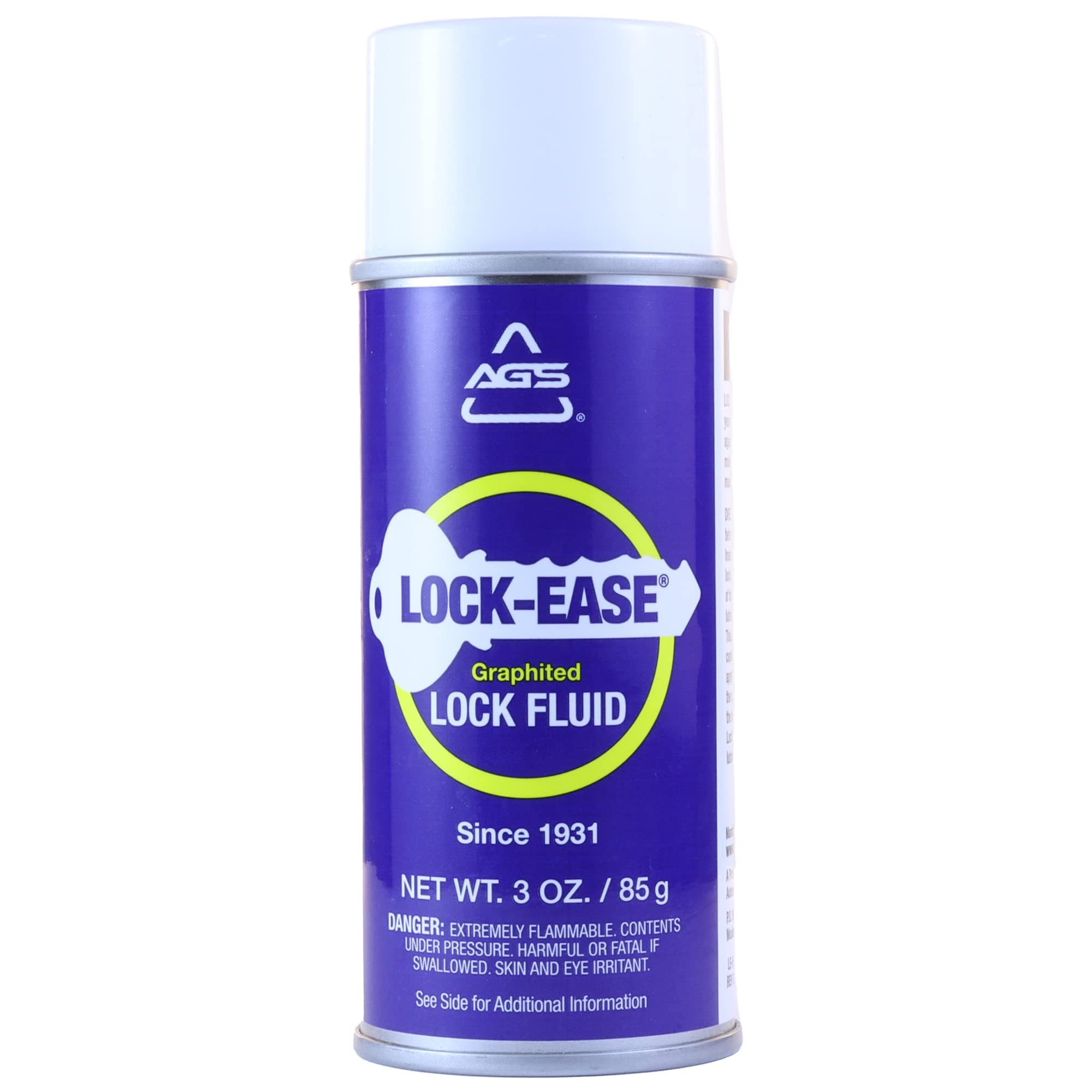 AGS Automotive Solutions Lock-Ease Graphite Lock Lubricant – 3oz Aerosol, Prevents Freezing, Reduces Friction, No Residue, Protects Against Wear & Rust