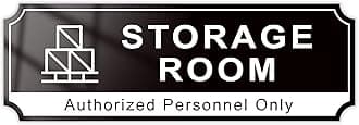 Storage Room Door Sign for Business, Self-Adhesive Durable Modern Storage Room Sticker, UV and Weather Resistant Authorized Personnel Only Signs for Home, Business, Restaurants, Private Area