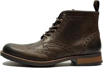 LEATHER BROGUE LACE-UP BOOT FOR MEN
