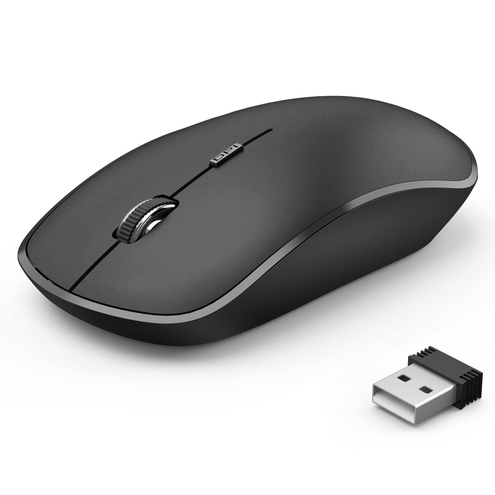 JOYACCESS Wireless Mouse for Laptop, J 2.4G Slim Portable Wireless Silent Mouse, 5 Adjustable DPI, Computer Mouse Wireless with USB Receiver for Desktop,PC,Notebook,MacBook,Chromebook (Black)