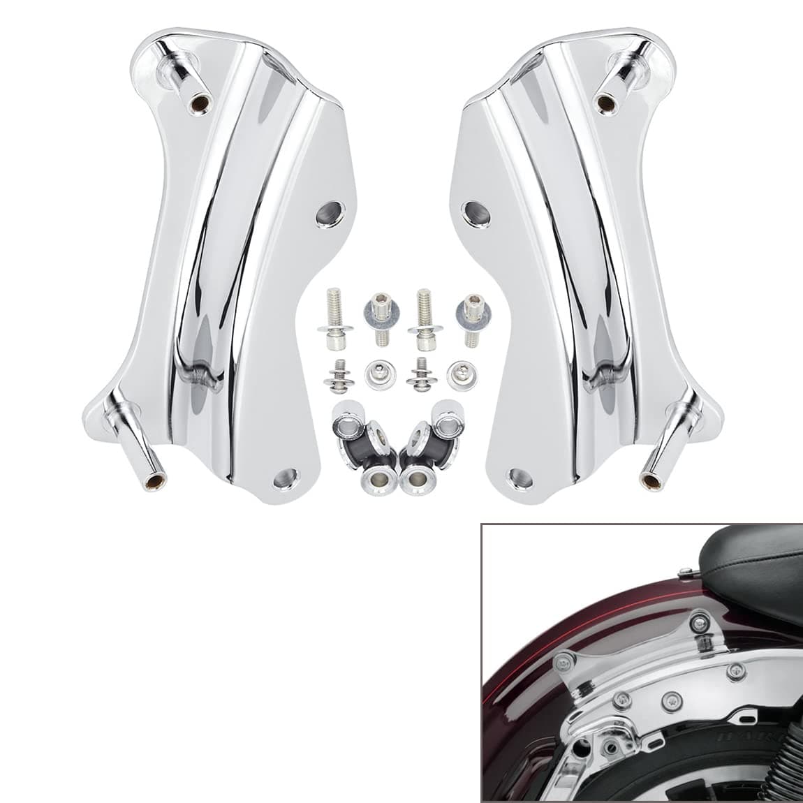PBYMT4 Point Docking Hardware Kit Chrome Compatible for Harley Davidson Road Glide Road King Street Glide Electra Glide 2014-2022