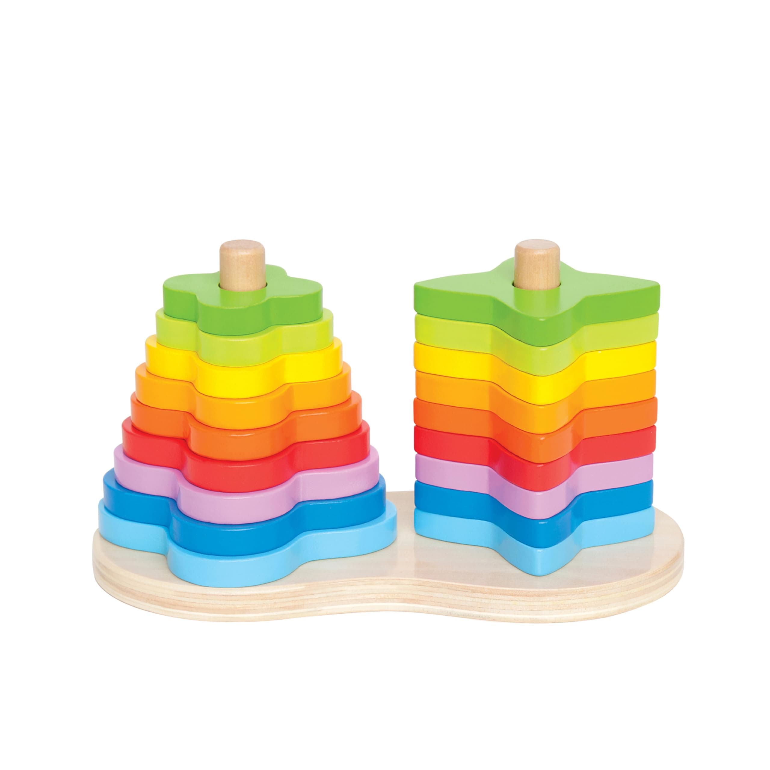 Wooden Double Rainbow Stacker Set| Color Recognition Stacker & Educational Learning Toys for Toddlers