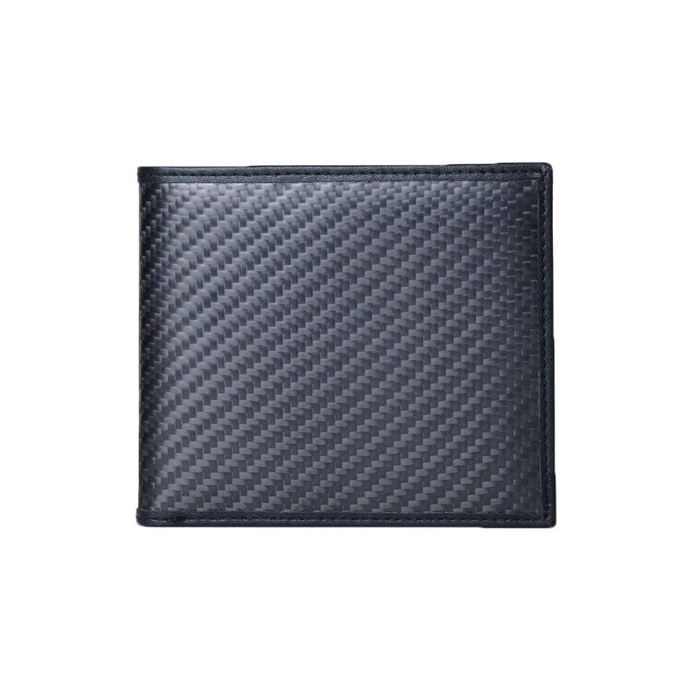 Slim RFID Blocking Carbon Fiber Wallet - Black Soft Grain Leather Wallet - Credit Card Protected