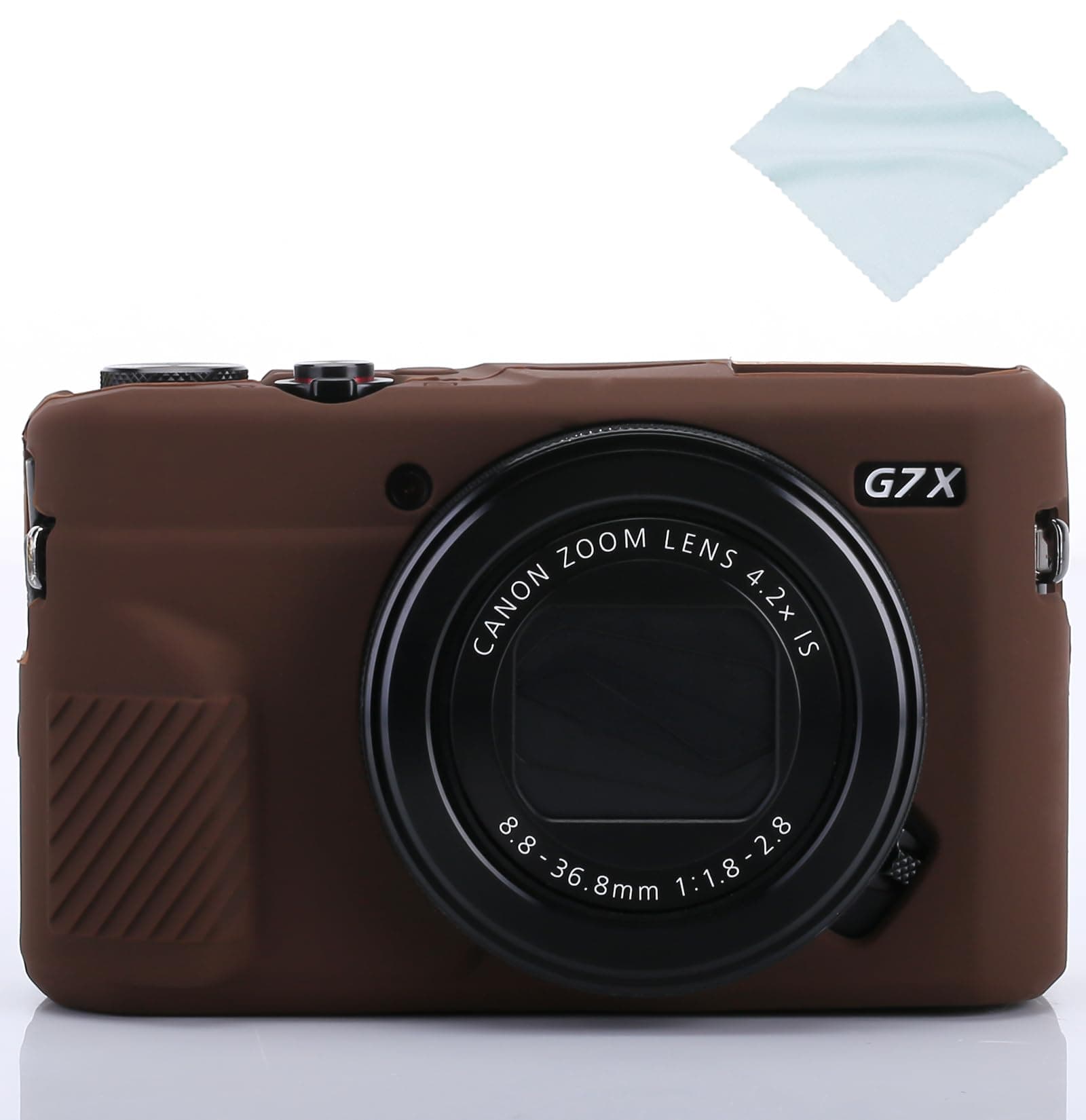 G7X / G7X Mark II Camera Silicone Case, Ultra Thin Lightweight Rubber Soft Silicone Case Bag Cover for Canon PowerShot G7X / G7X Mark II with Microfiber Cloth - Coffee