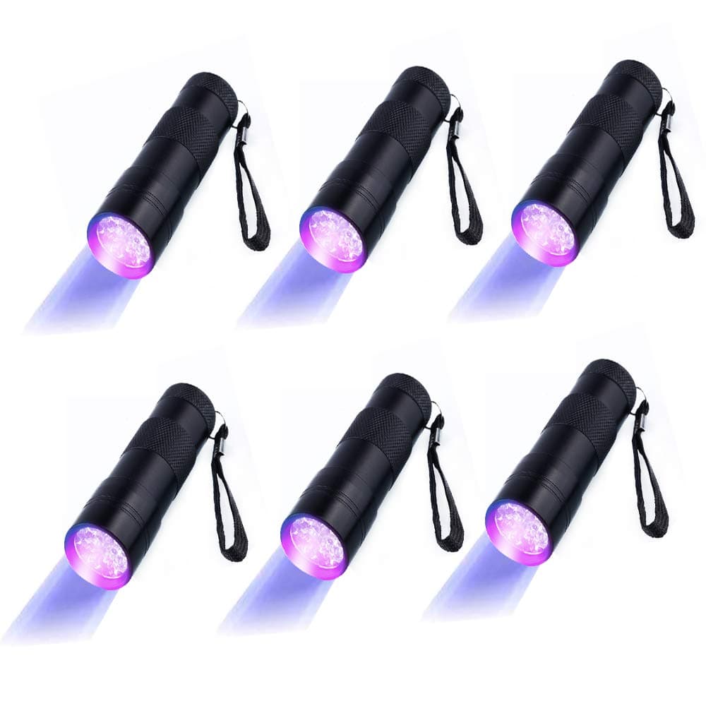 6 Pack UV Blacklight 12 LED Flashlight Torch Light Outdoors Etc(6 Pack 12 LED)