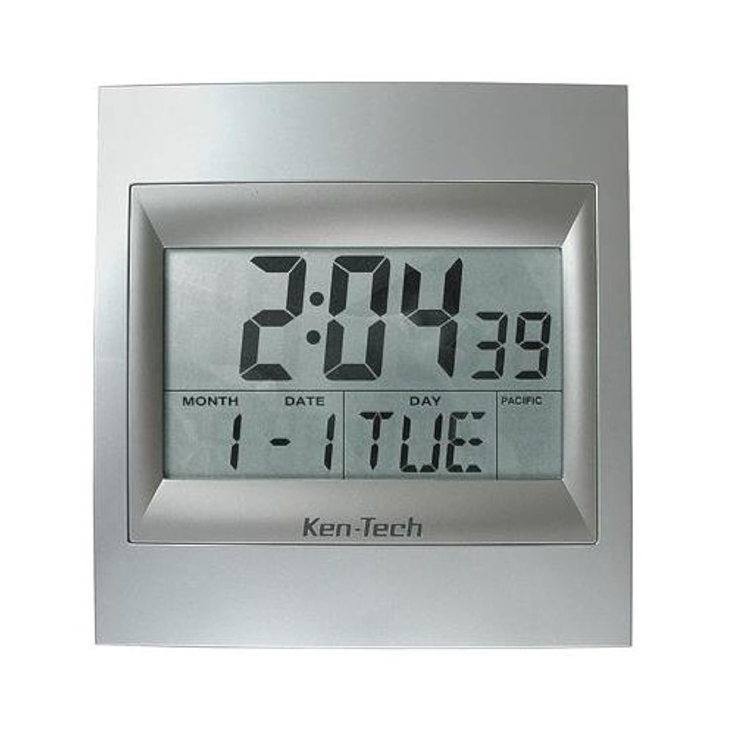 Sonnet T-4668 Ken-Tech 2" Number LCD Atomic Alarm Clock, Silver